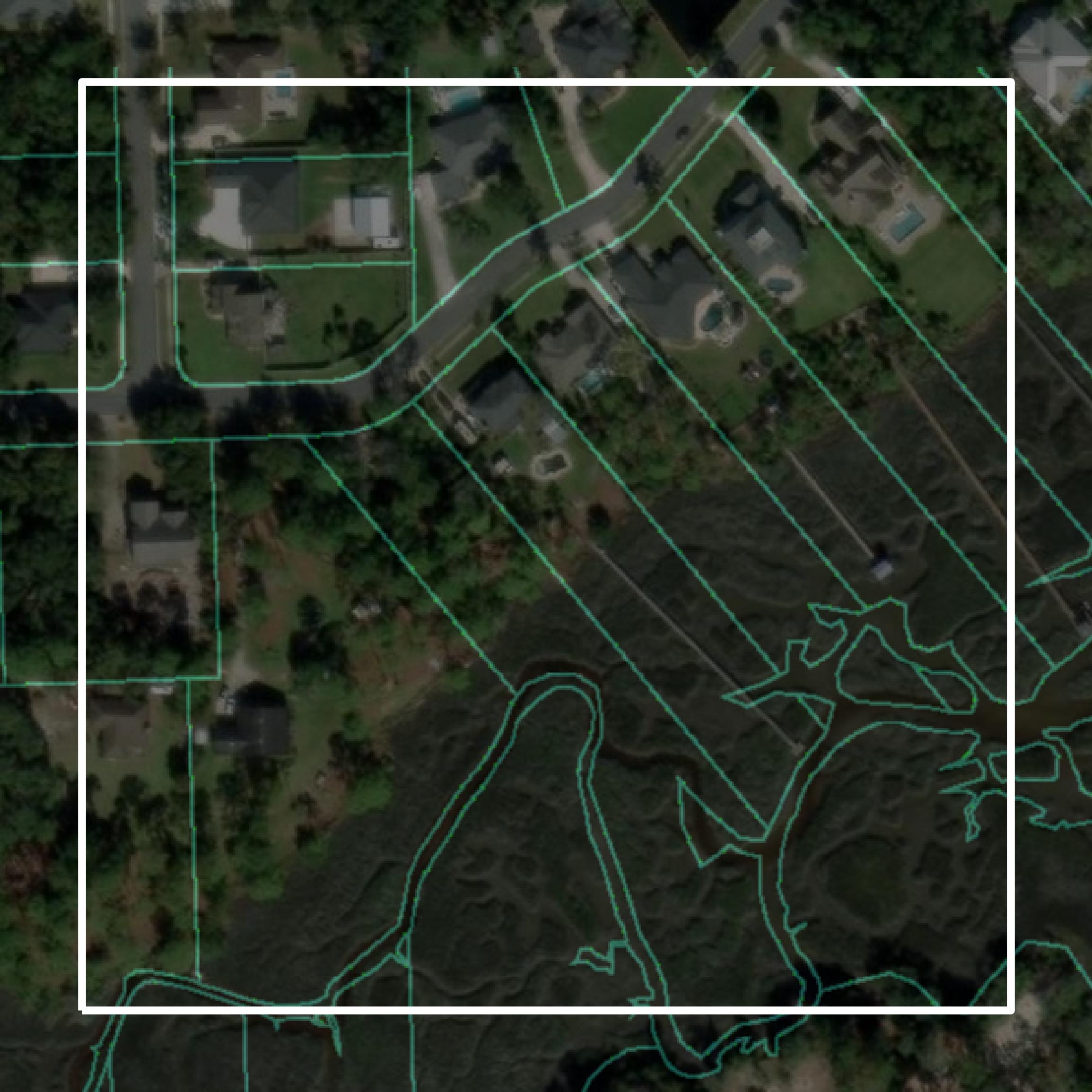 This image shows parcel and building data in Nassau County created using GIS data in Equator.