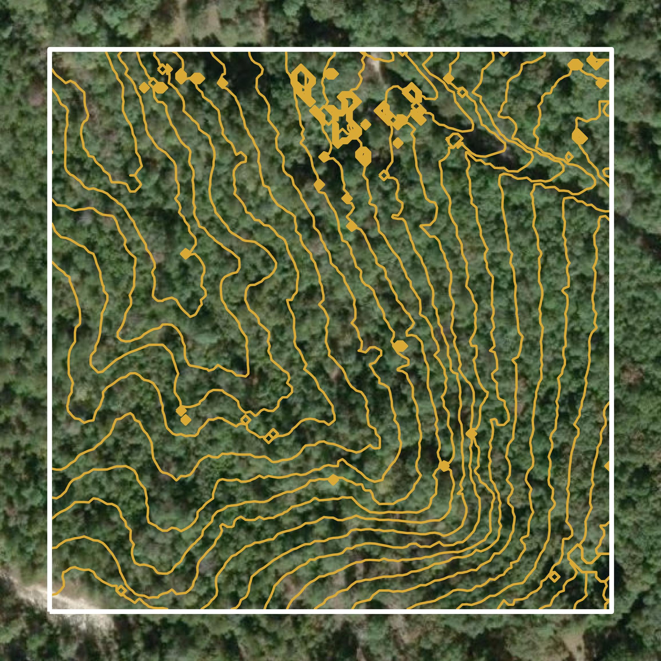 This image shows a contour map in Okaloosa County created using GIS data in Equator.