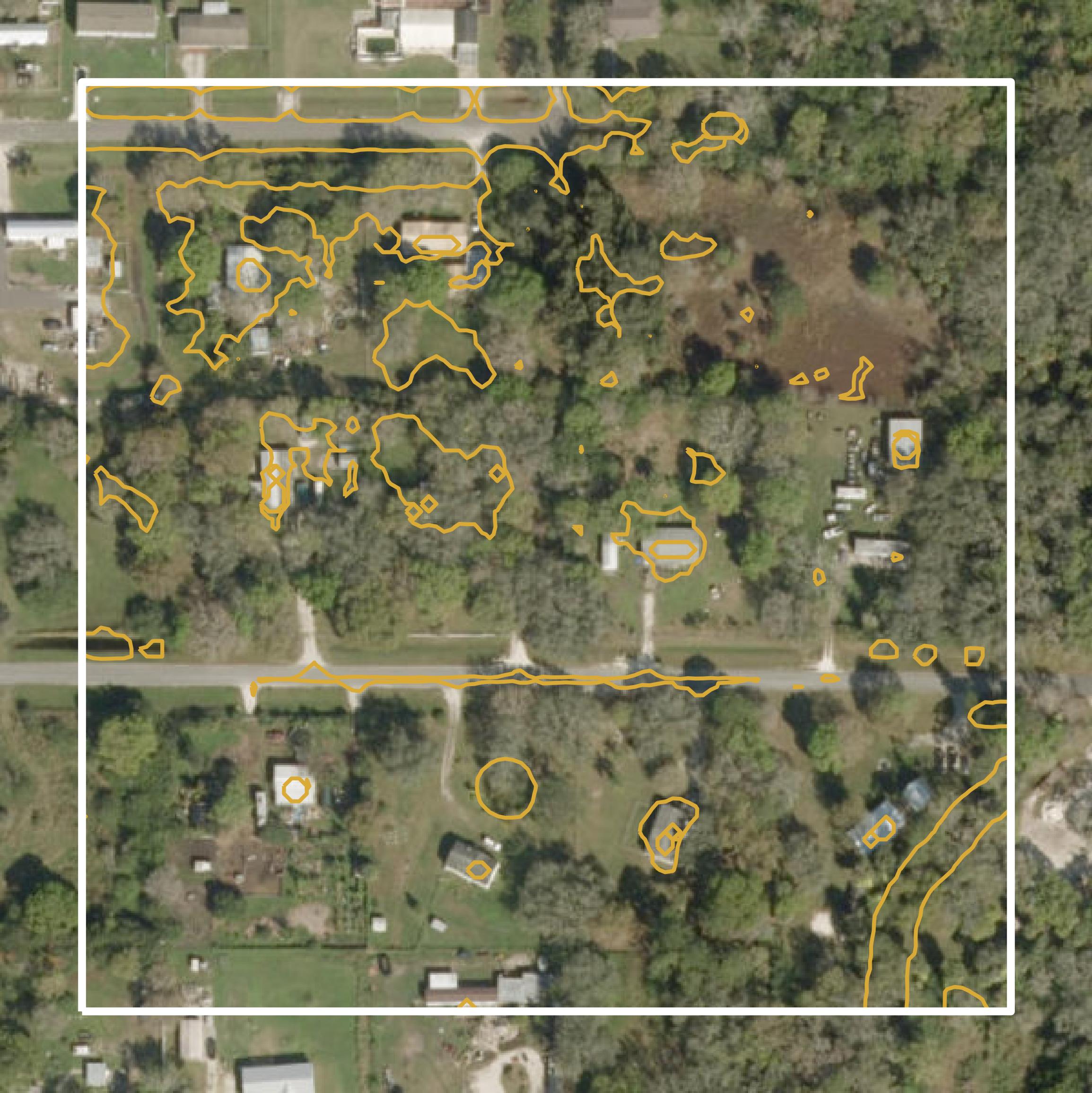 This image shows a contour map in Okeechobee County created using GIS data in Equator.