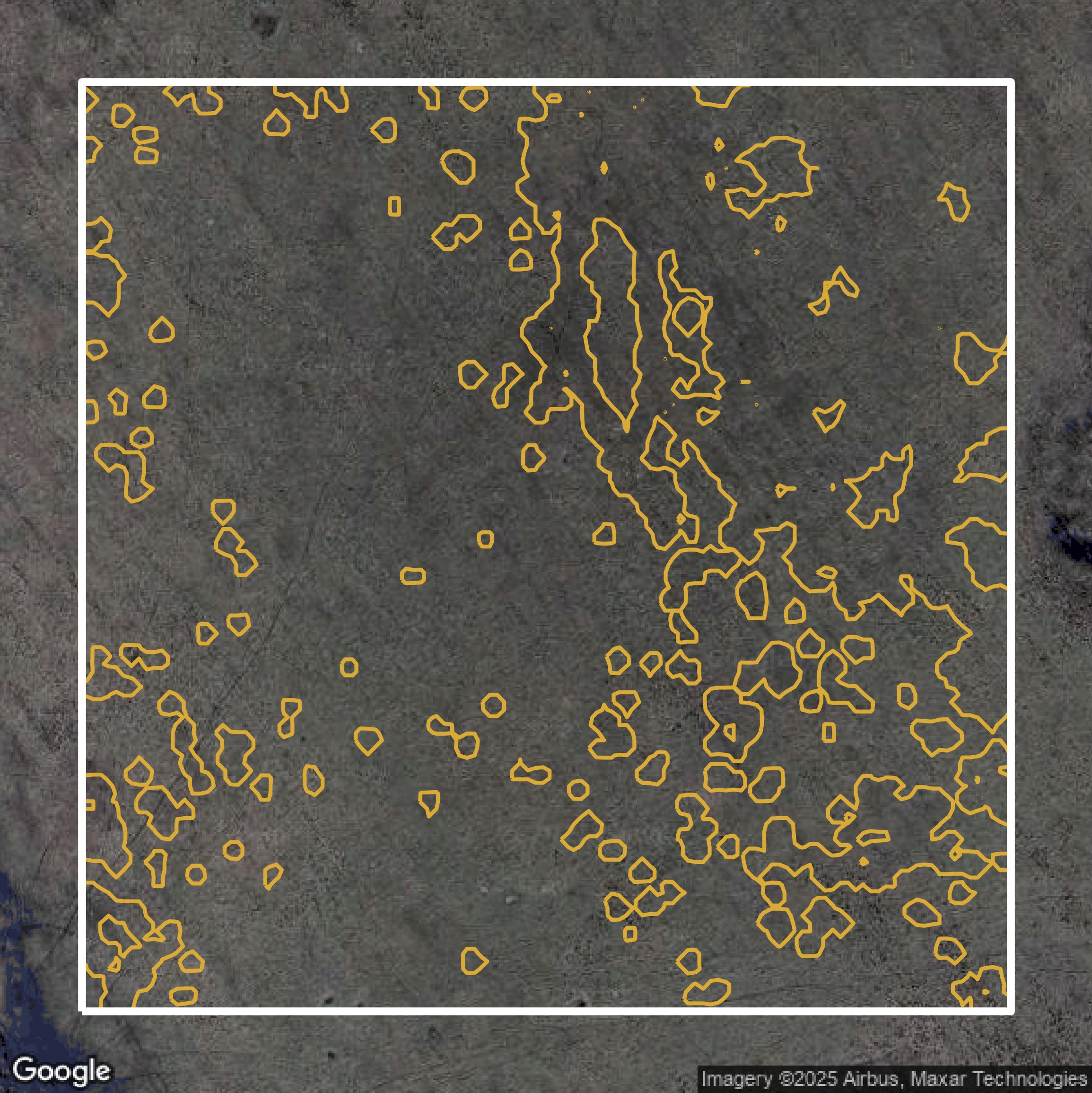 This image shows a contour map in Orange County created using GIS data in Equator.