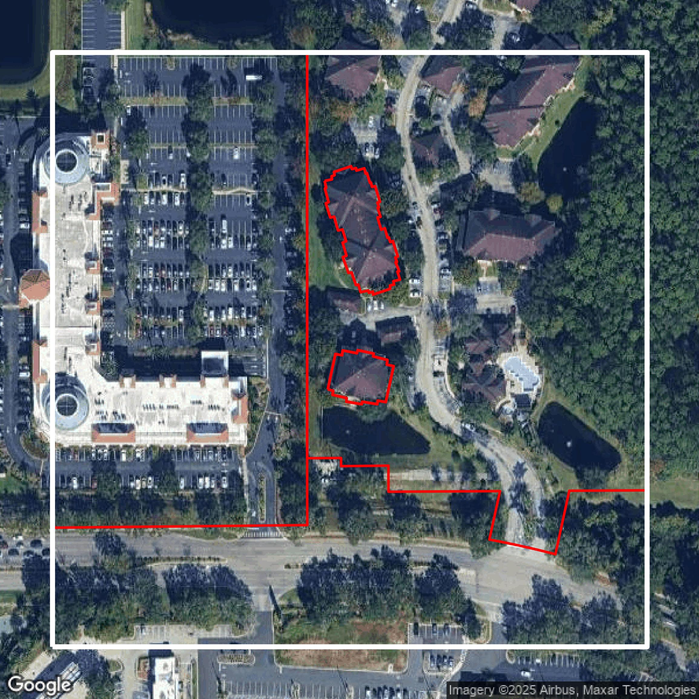 This image shows parcel and building data in Orange County created using GIS data in Equator.