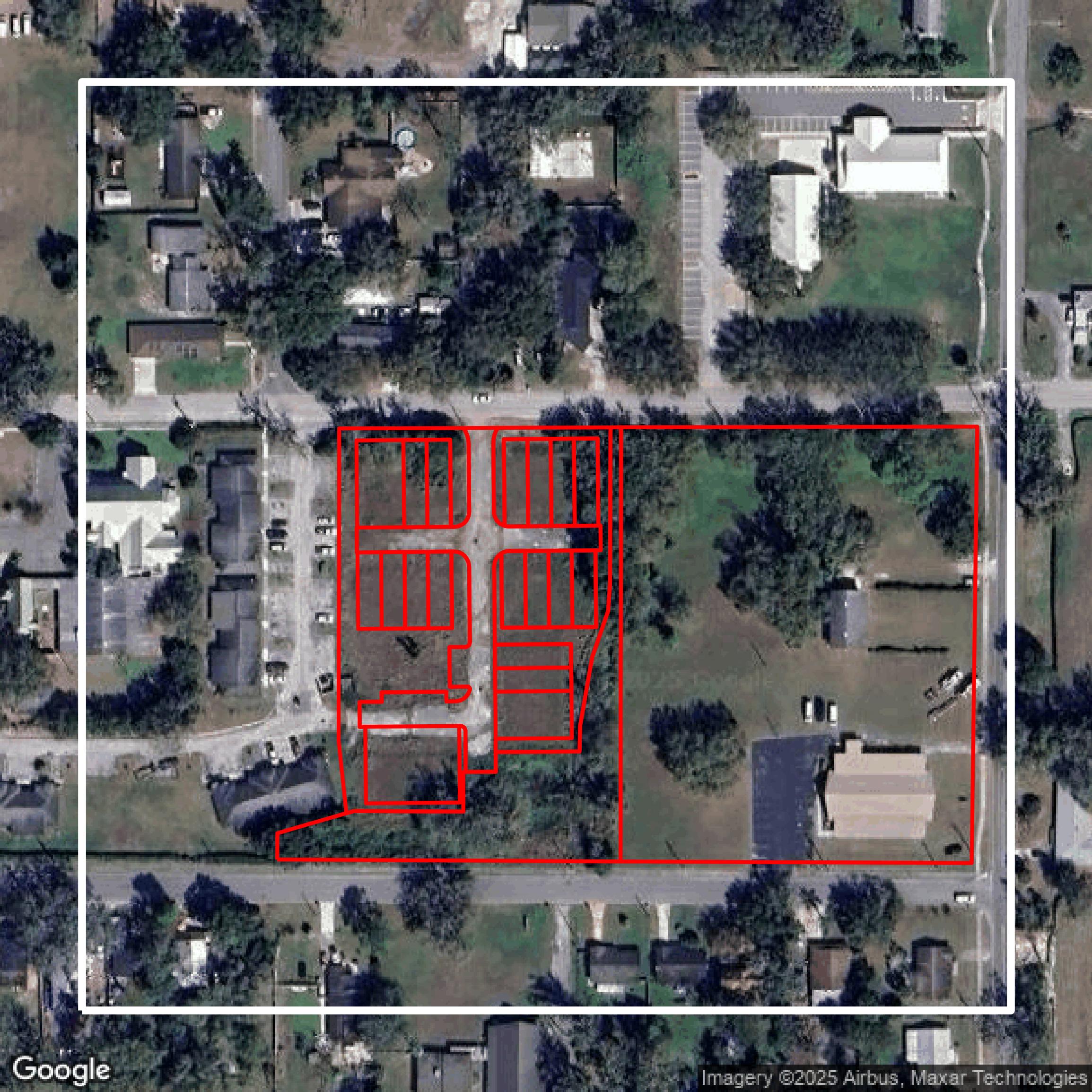 This image shows parcel and building data in Orange County created using GIS data in Equator.