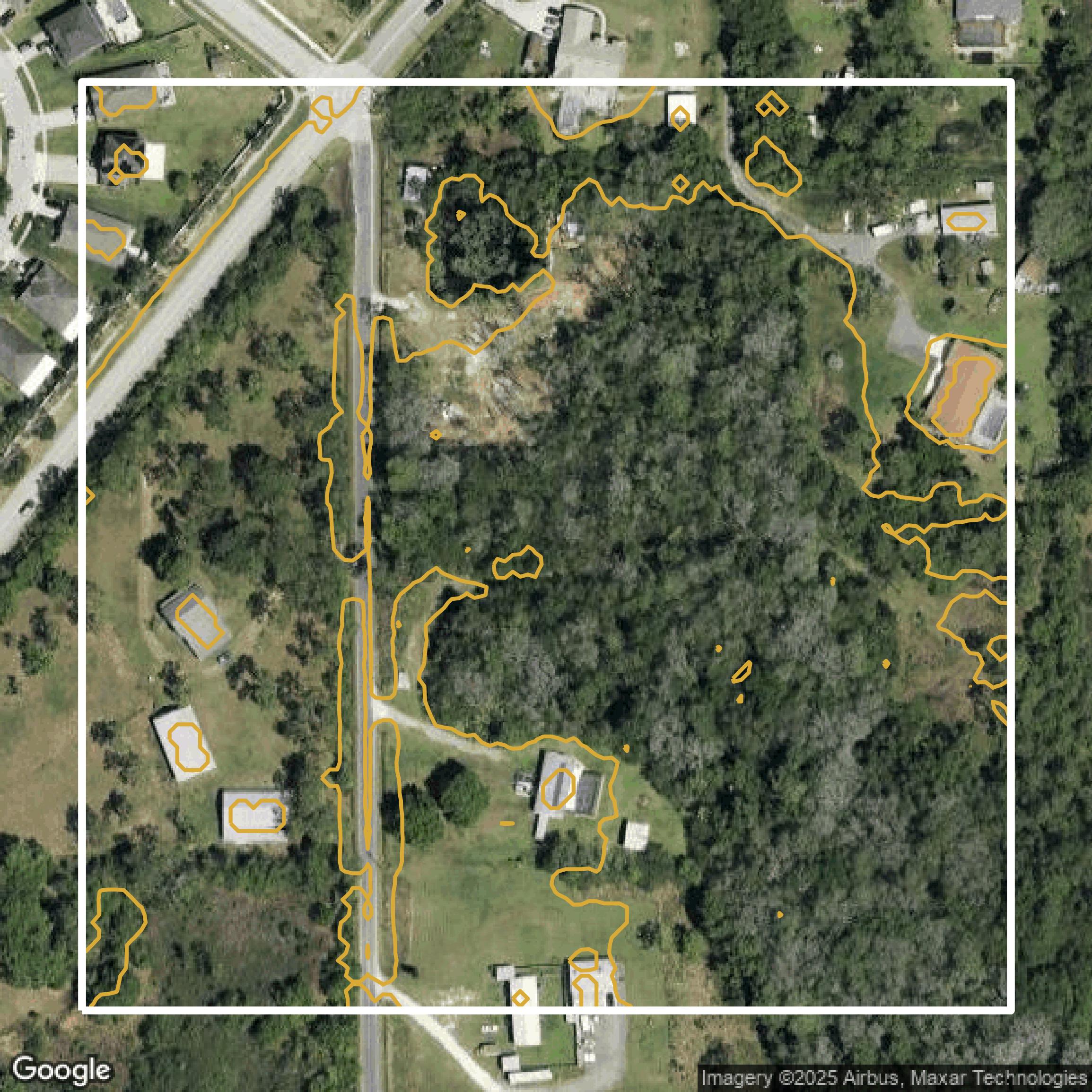 This image shows a contour map in Osceola County created using GIS data in Equator.