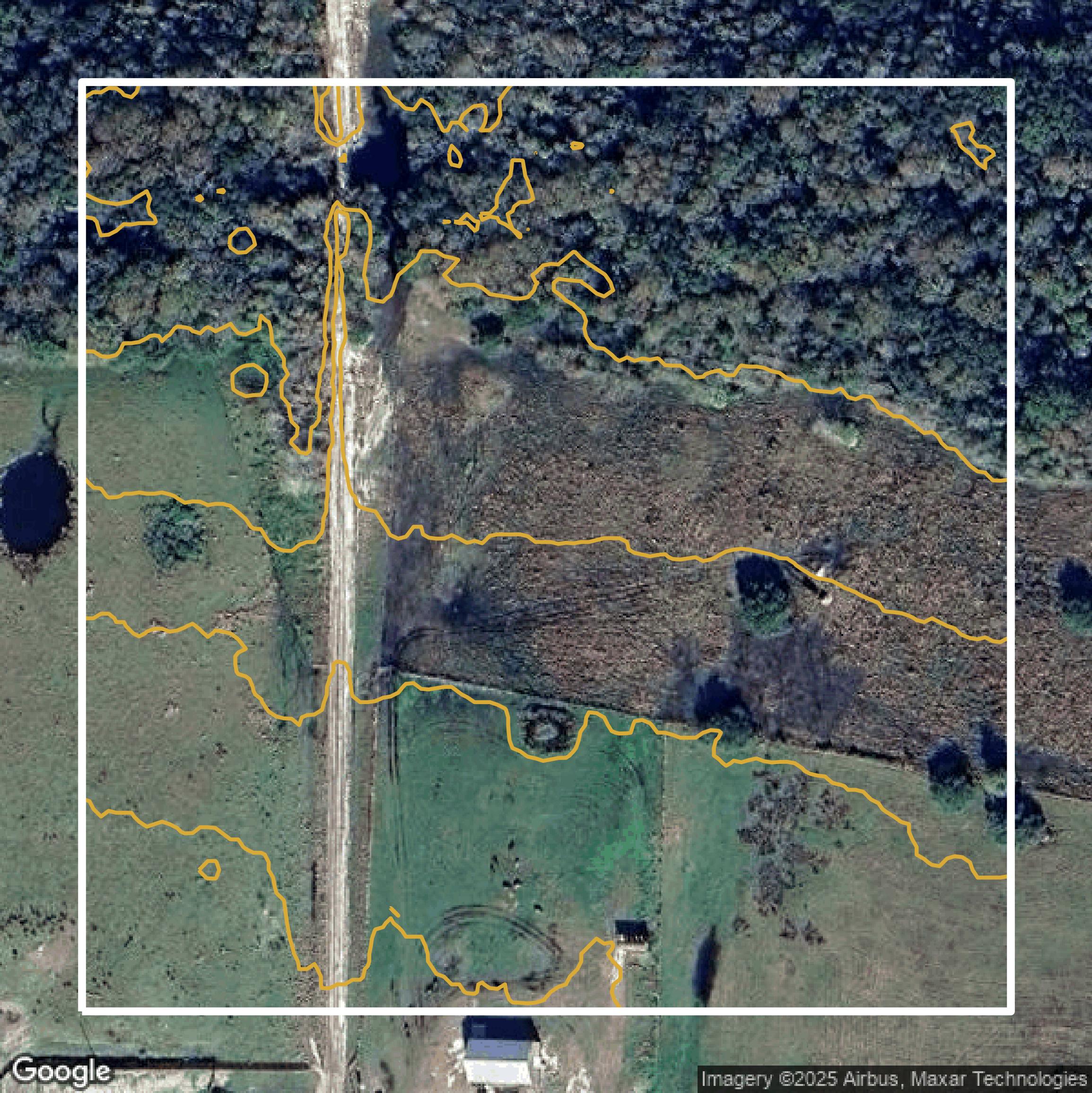 This image shows a contour map in Osceola County created using GIS data in Equator.