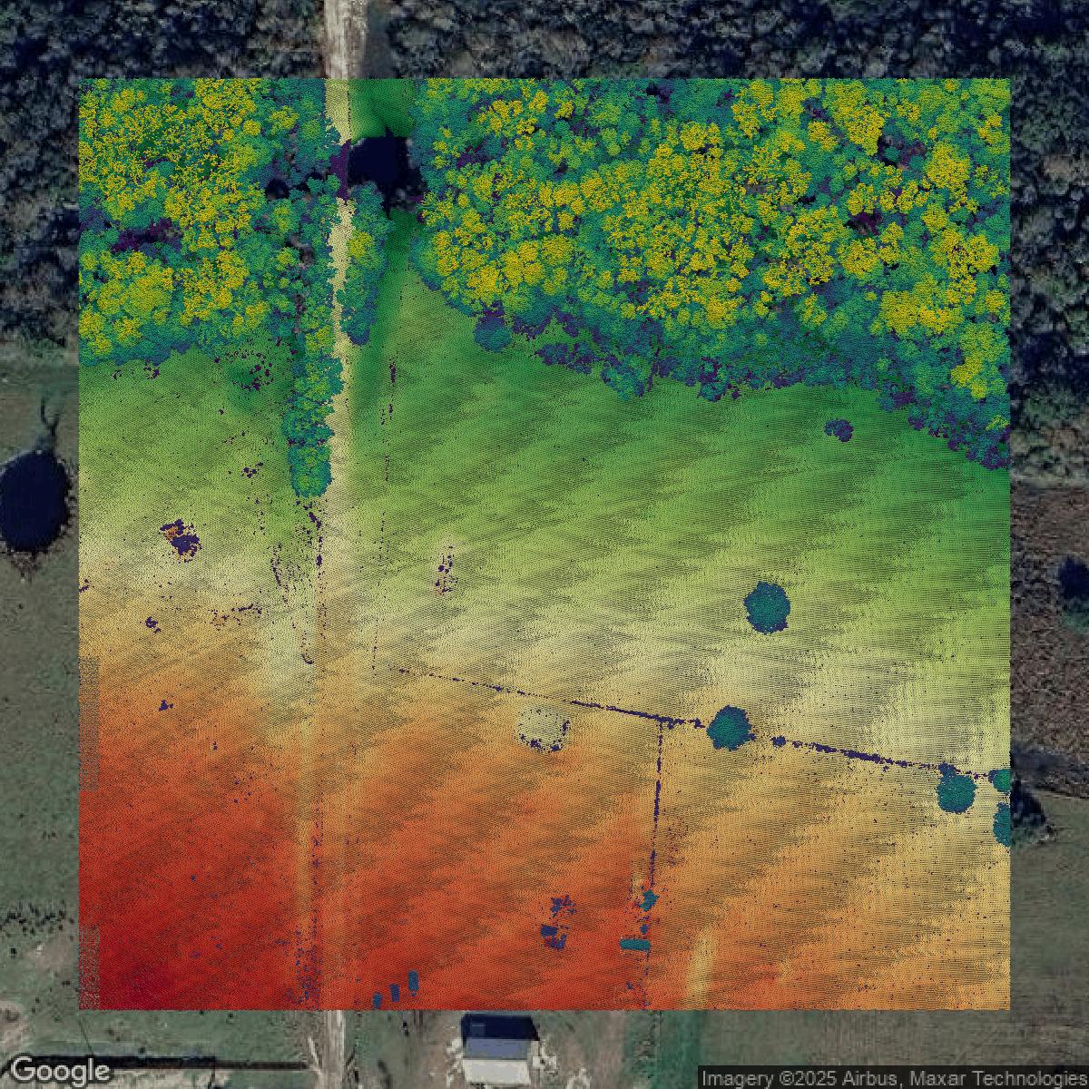 This image shows a LiDAR point cloud in Osceola County created using GIS data in Equator.