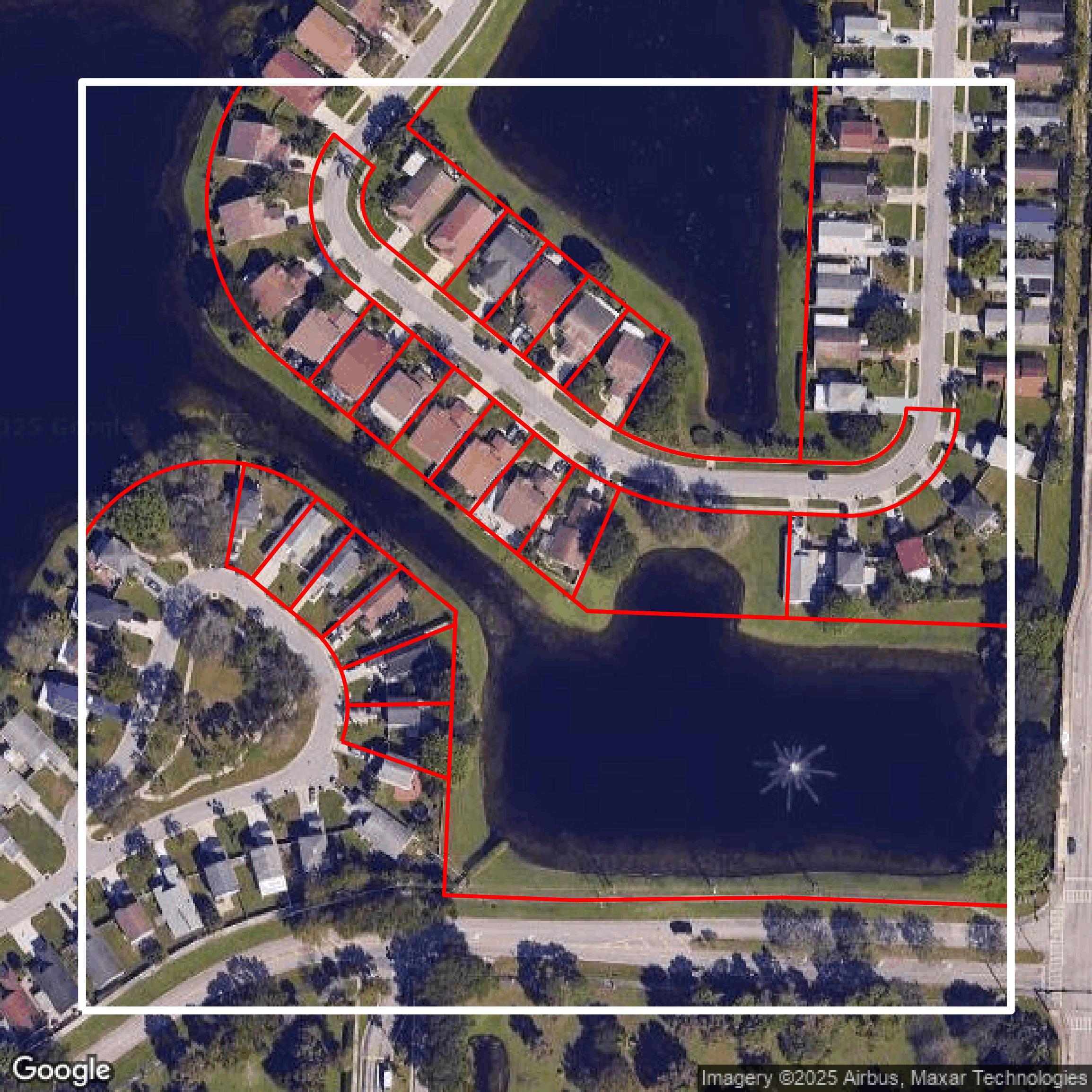 This image shows parcel and building data in Palm Beach County created using GIS data in Equator.