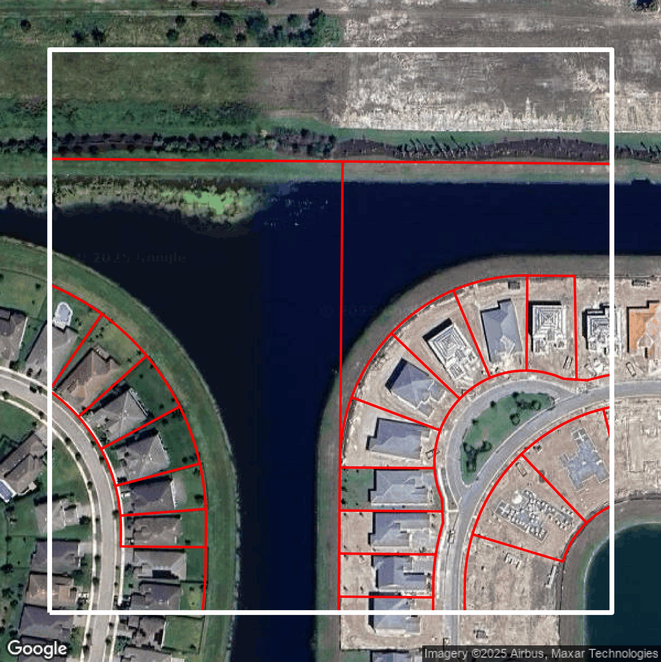 This image shows parcel and building data in Palm Beach County created using GIS data in Equator.