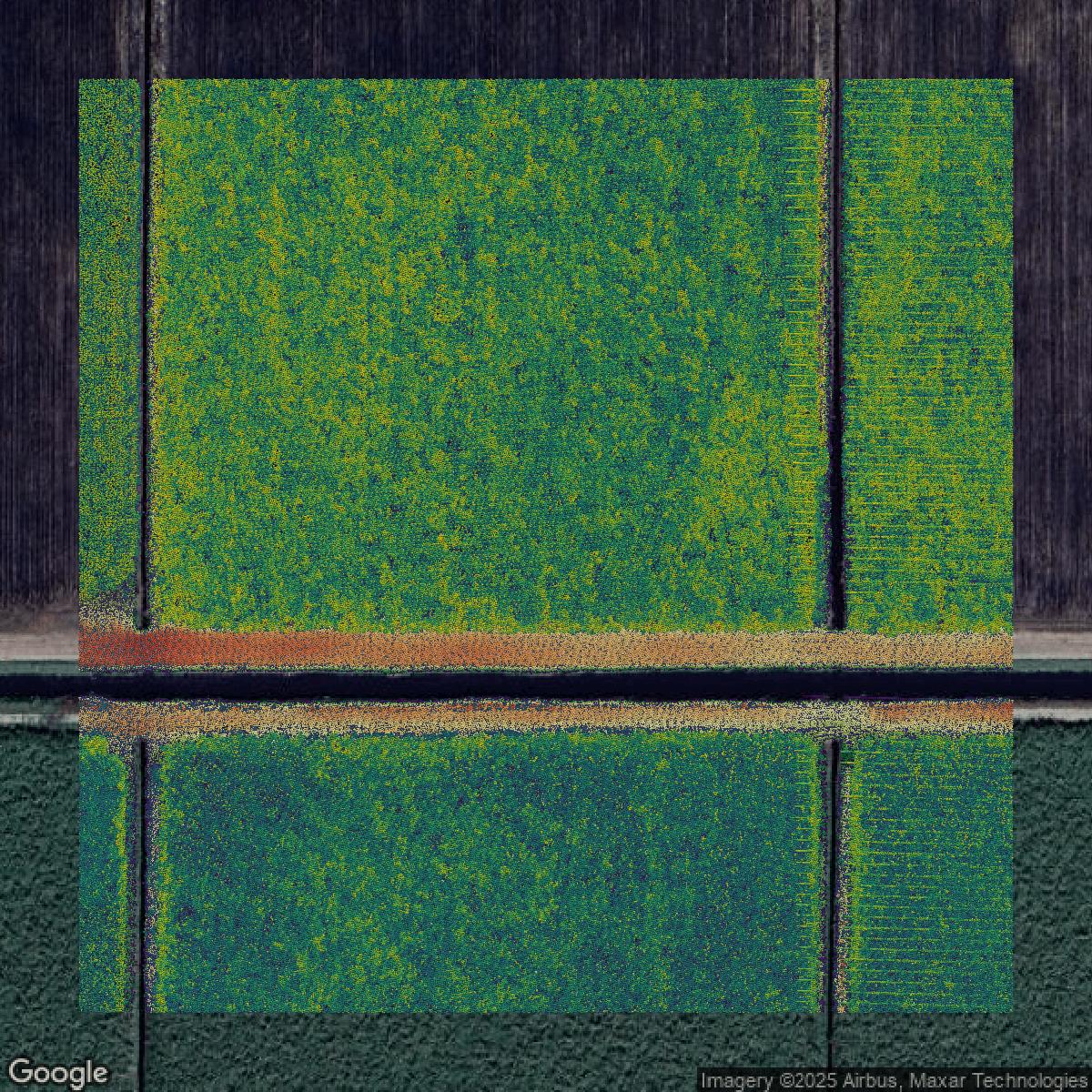 This image shows a LiDAR point cloud in Palm Beach County created using GIS data in Equator.