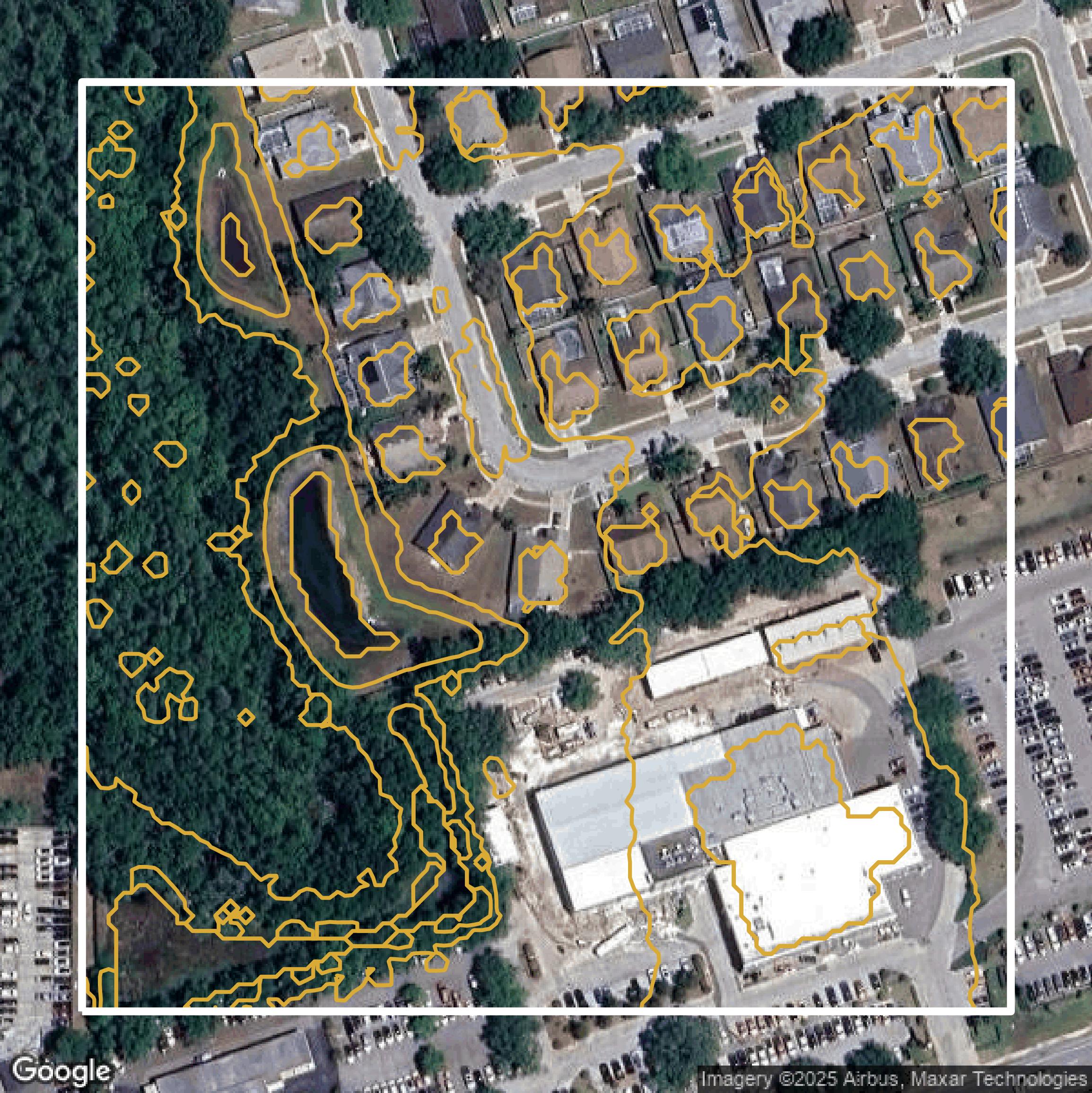 This image shows a contour map in Pasco County created using GIS data in Equator.