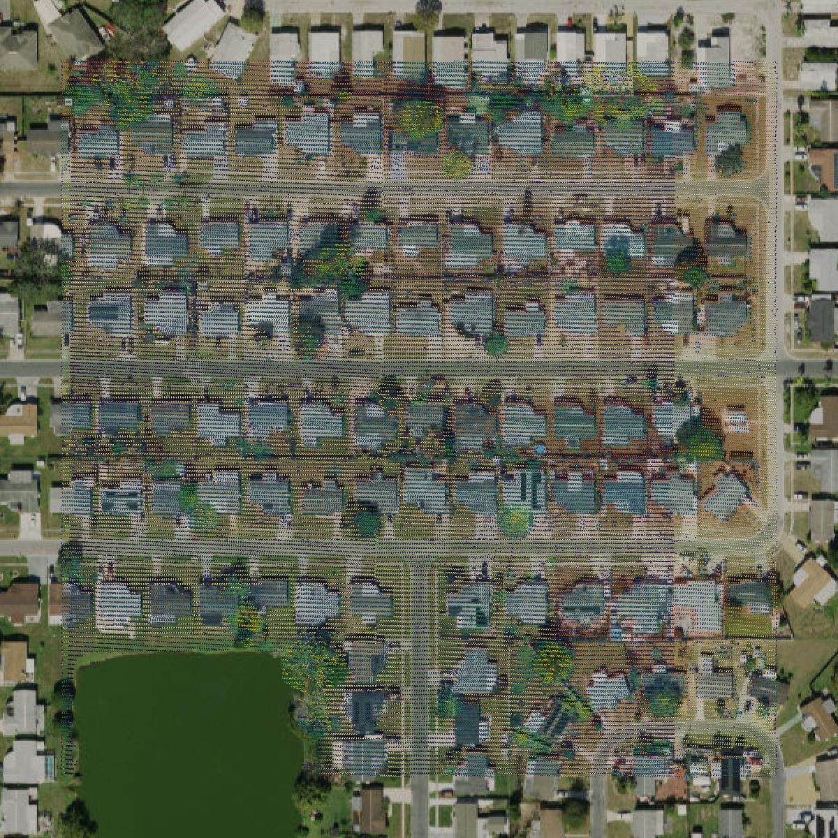 This image shows a LiDAR point cloud in Pasco County created using GIS data in Equator.