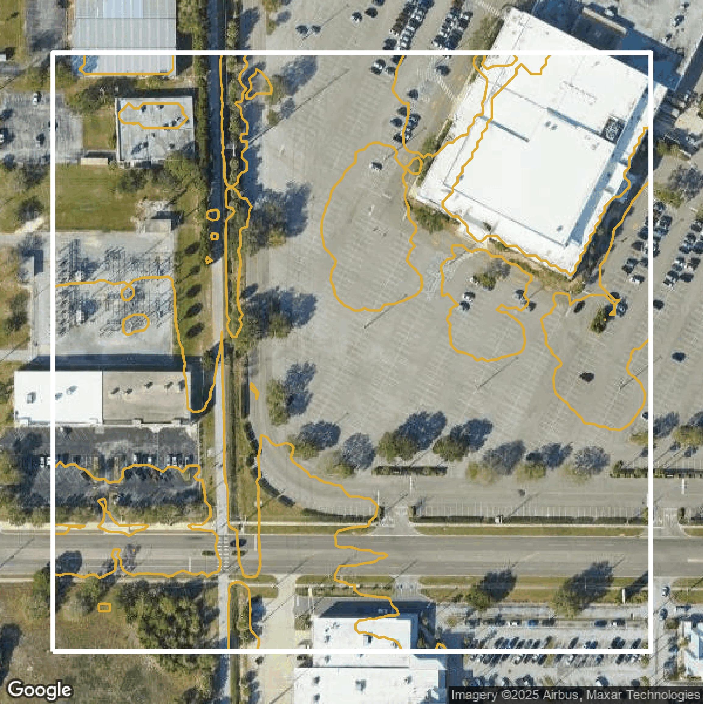 This image shows a contour map in Pinellas County created using GIS data in Equator.