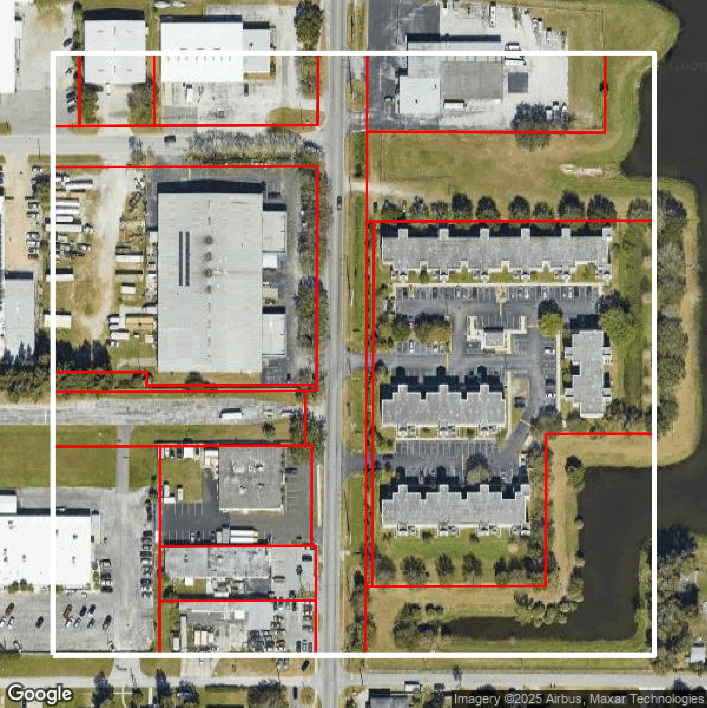This image shows parcel data in Pinellas County created using GIS data in Equator.