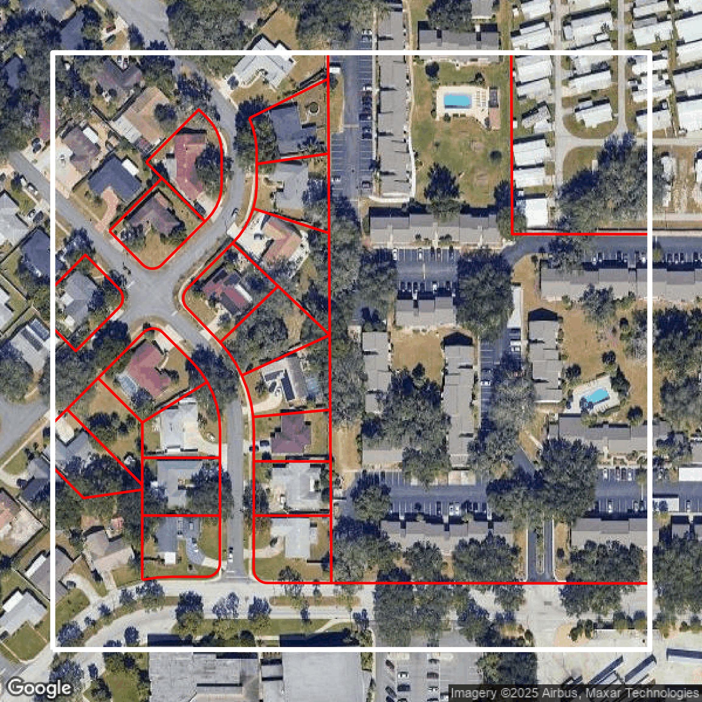 This image shows parcel data in Polk County created using GIS data in Equator.