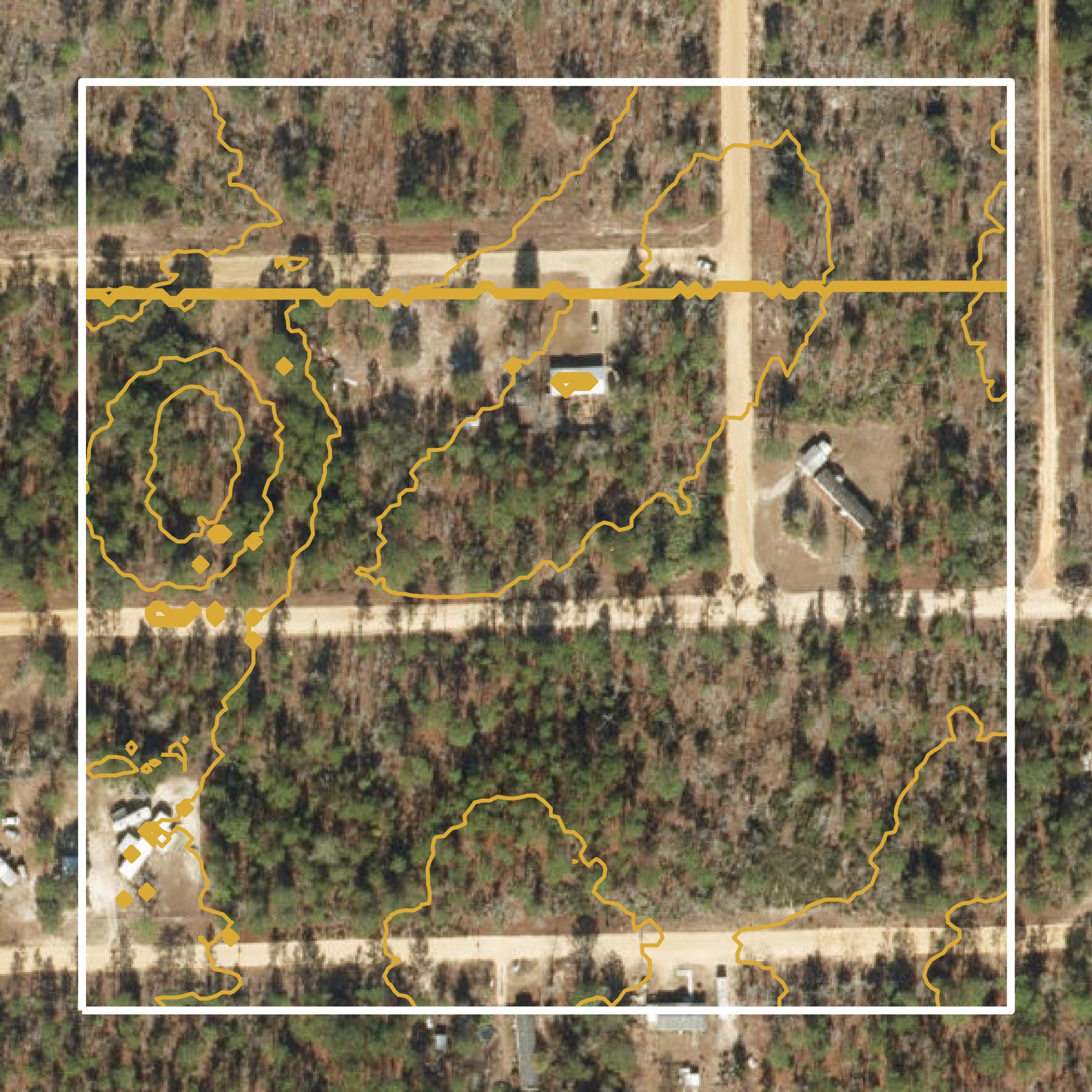 This image shows a contour map in Putnam County created using GIS data in Equator.