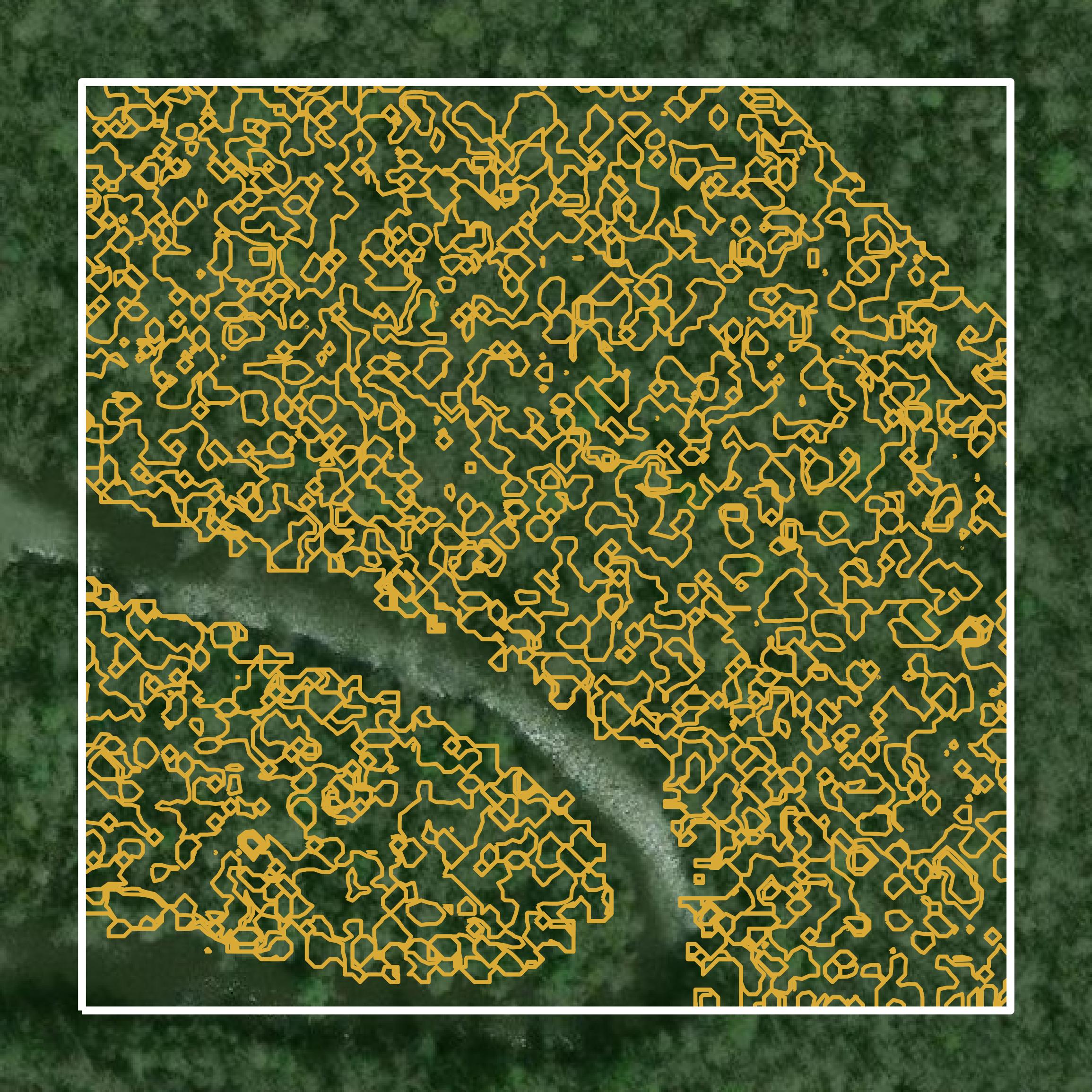 This image shows a contour map in Santa Rosa County created using GIS data in Equator.