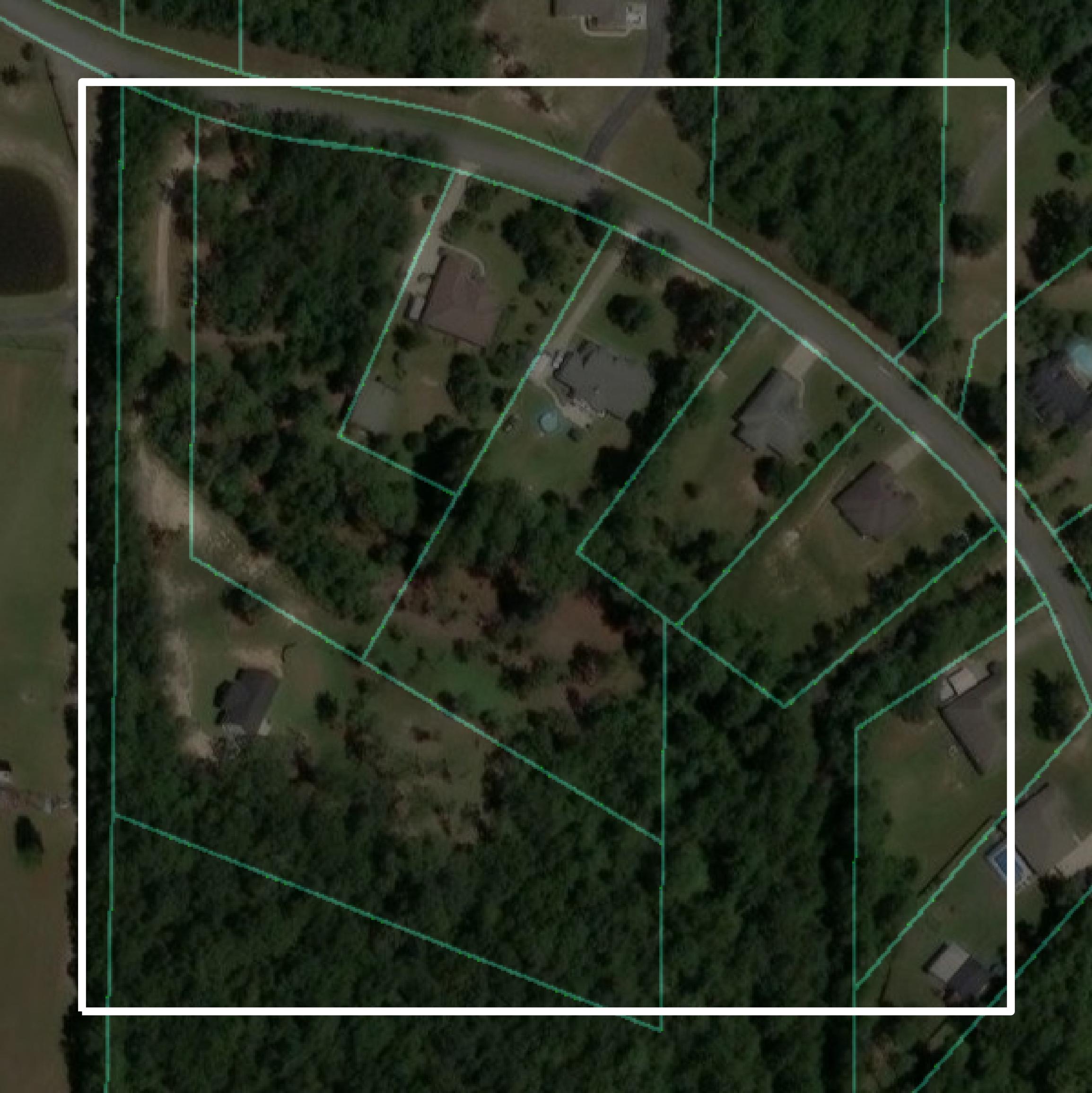 This image shows parcel and building data in Santa Rosa County created using GIS data in Equator.