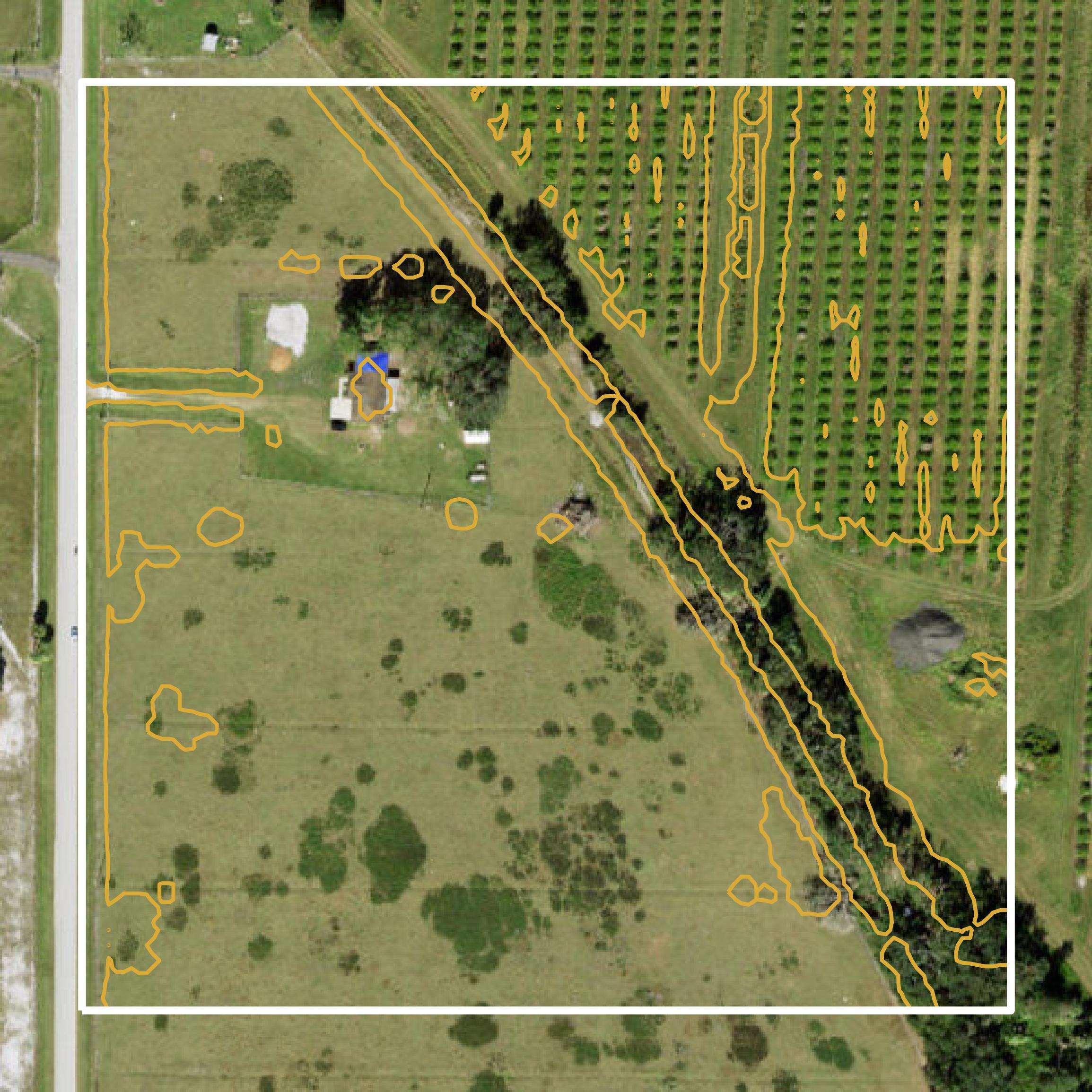 This image shows a contour map in Sarasota County created using GIS data in Equator.