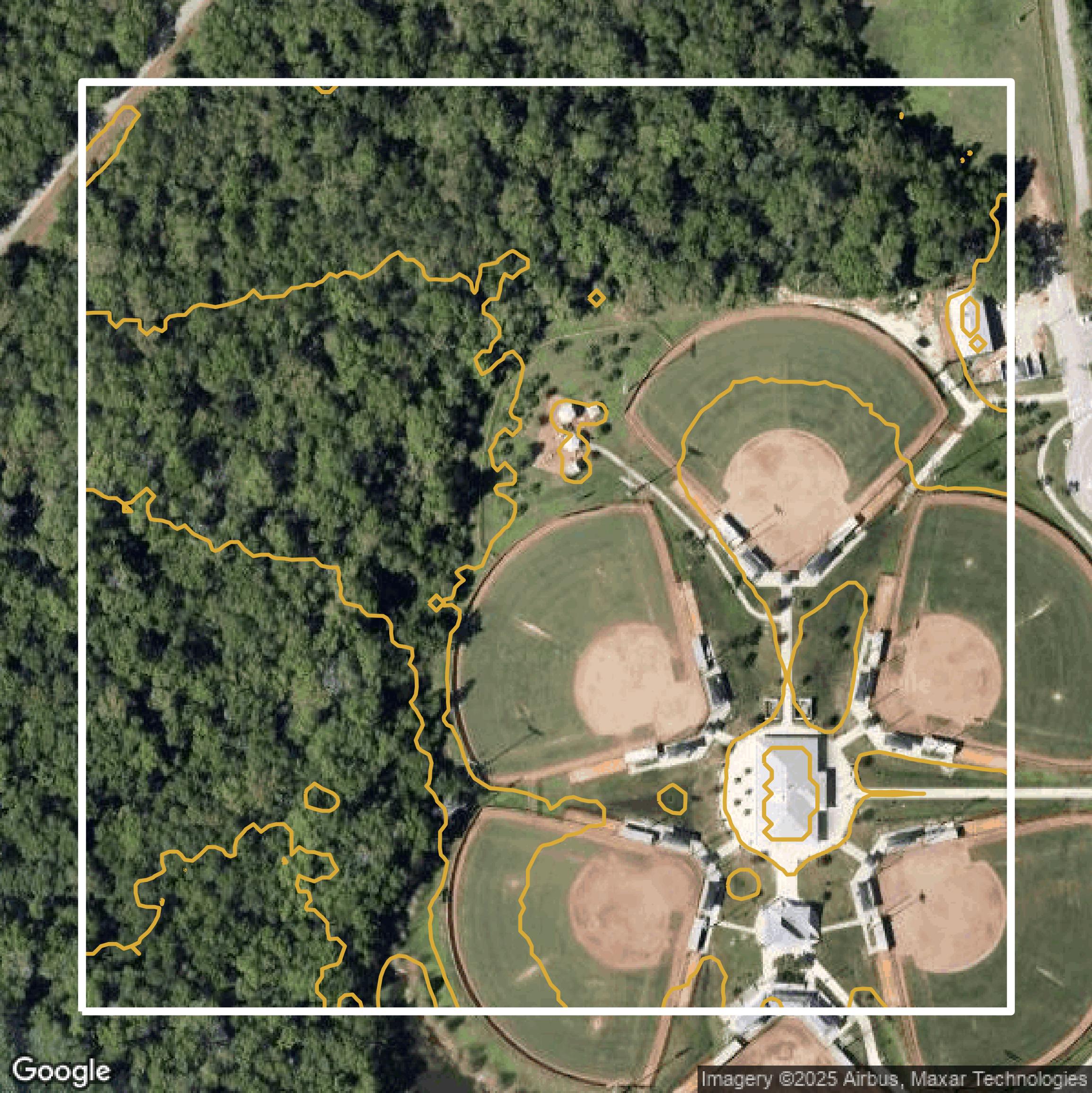 This image shows a contour map in Seminole County created using GIS data in Equator.