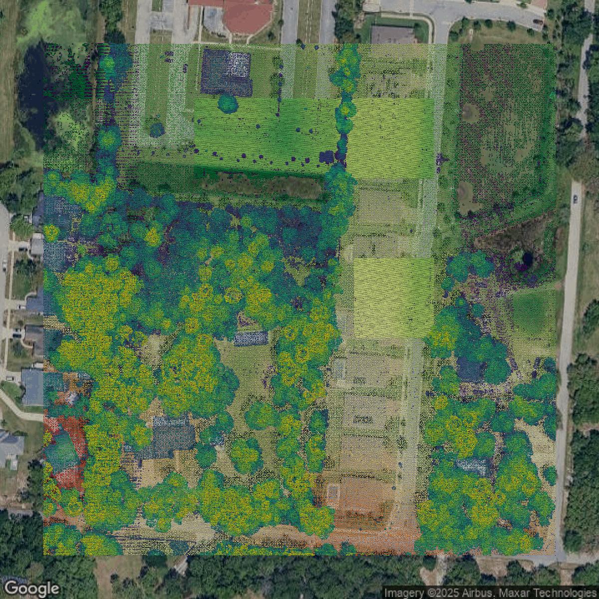 This image shows a LiDAR point cloud in Seminole County created using GIS data in Equator.