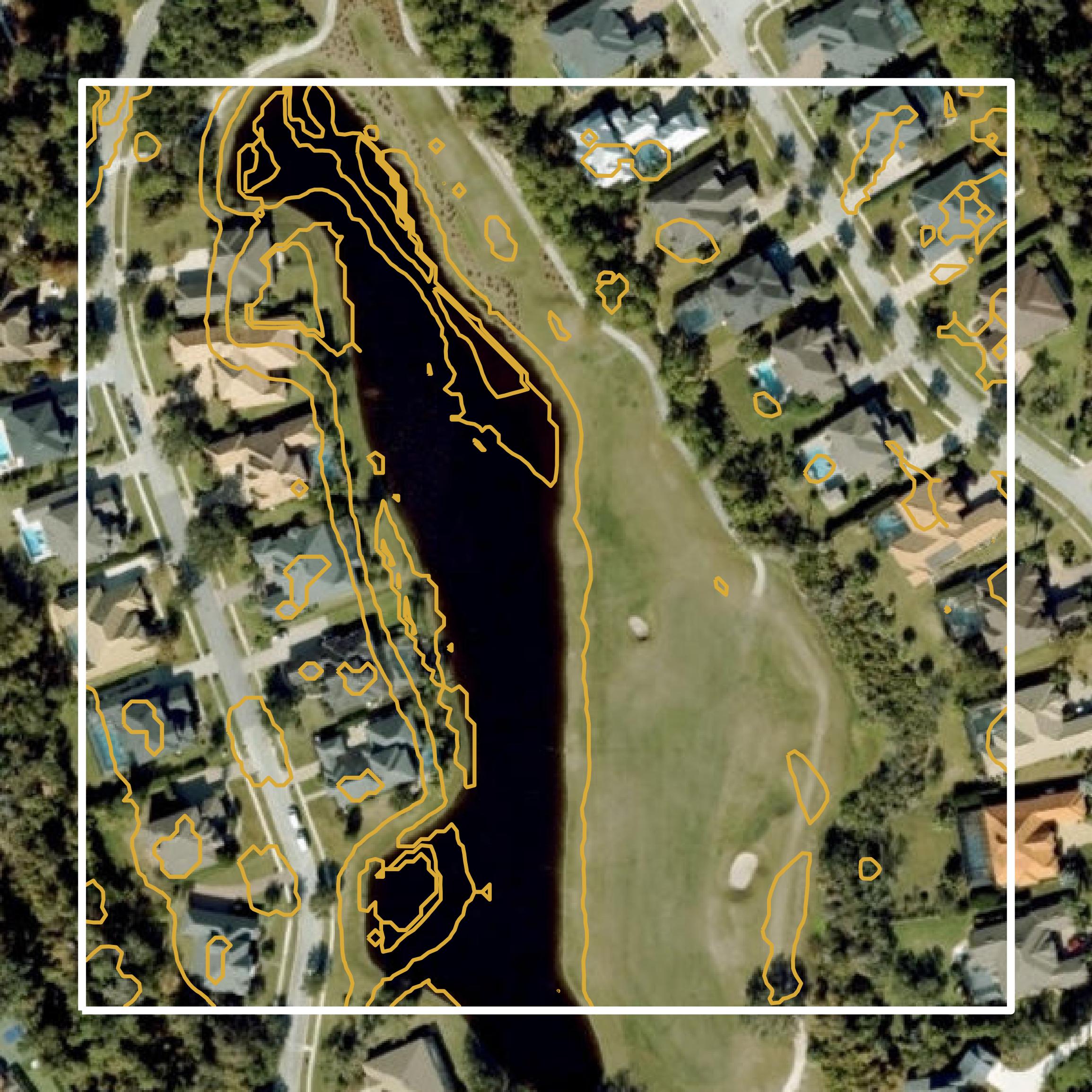 This image shows a contour map in St. Johns County created using GIS data in Equator.