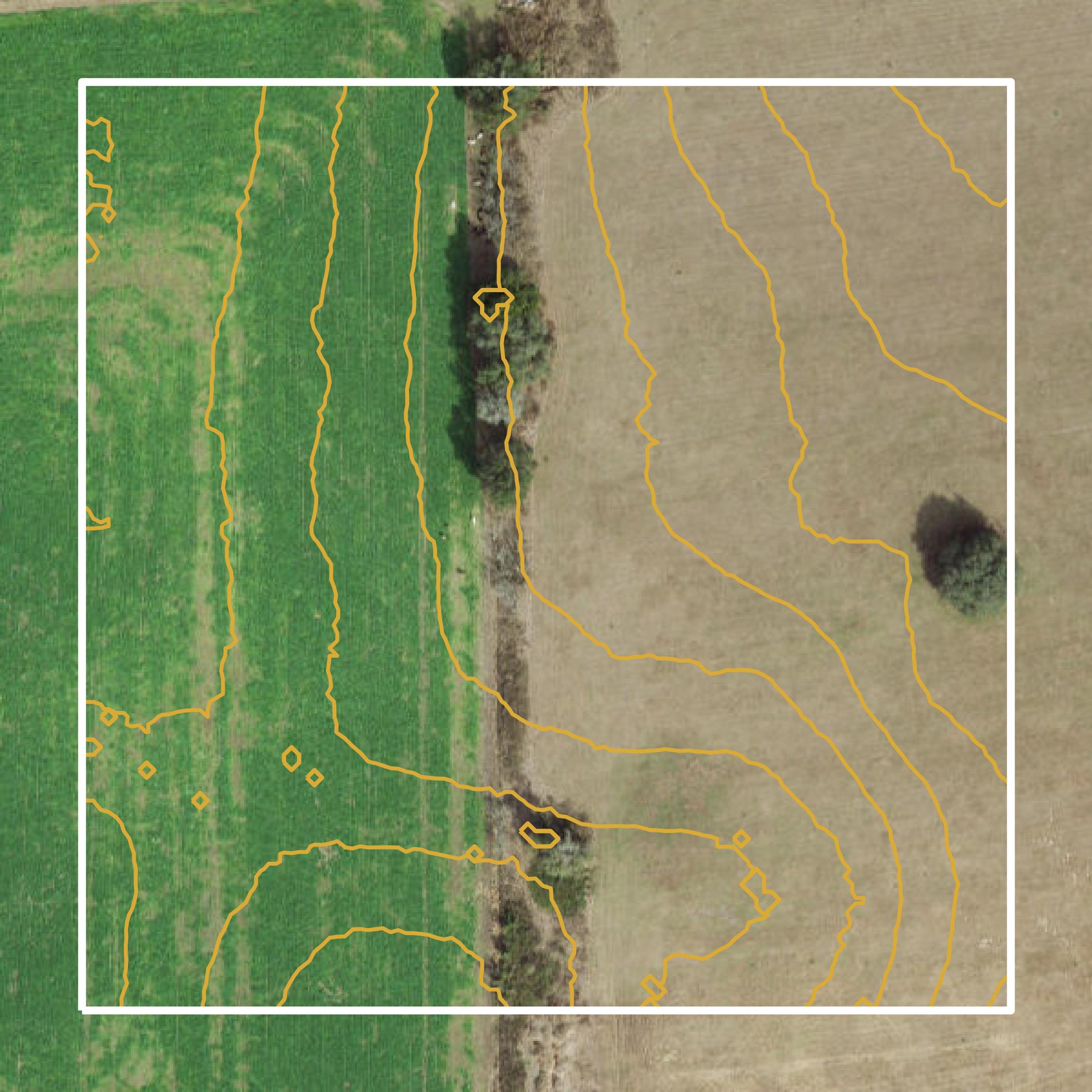 This image shows a contour map in Sumter County created using GIS data in Equator.
