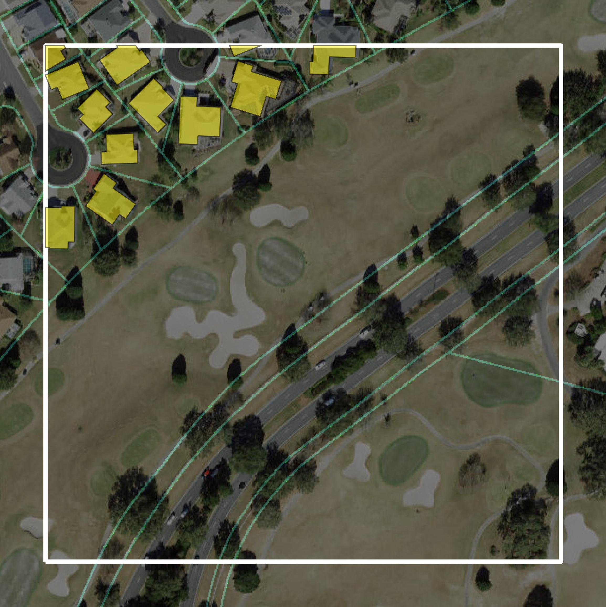This image shows parcel and building data in Sumter County created using GIS data in Equator.