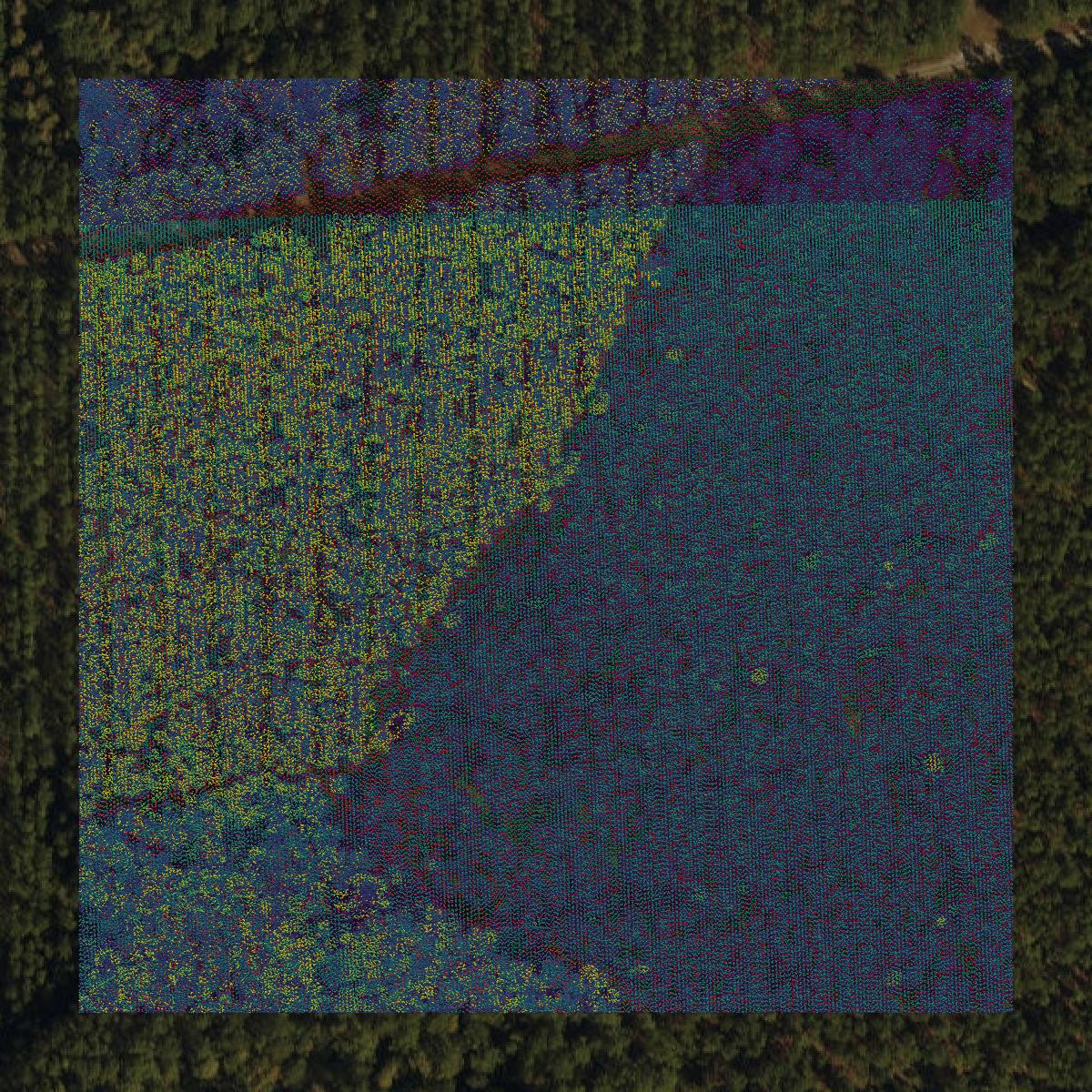 This image shows a LiDAR point cloud in Union County created using GIS data in Equator.