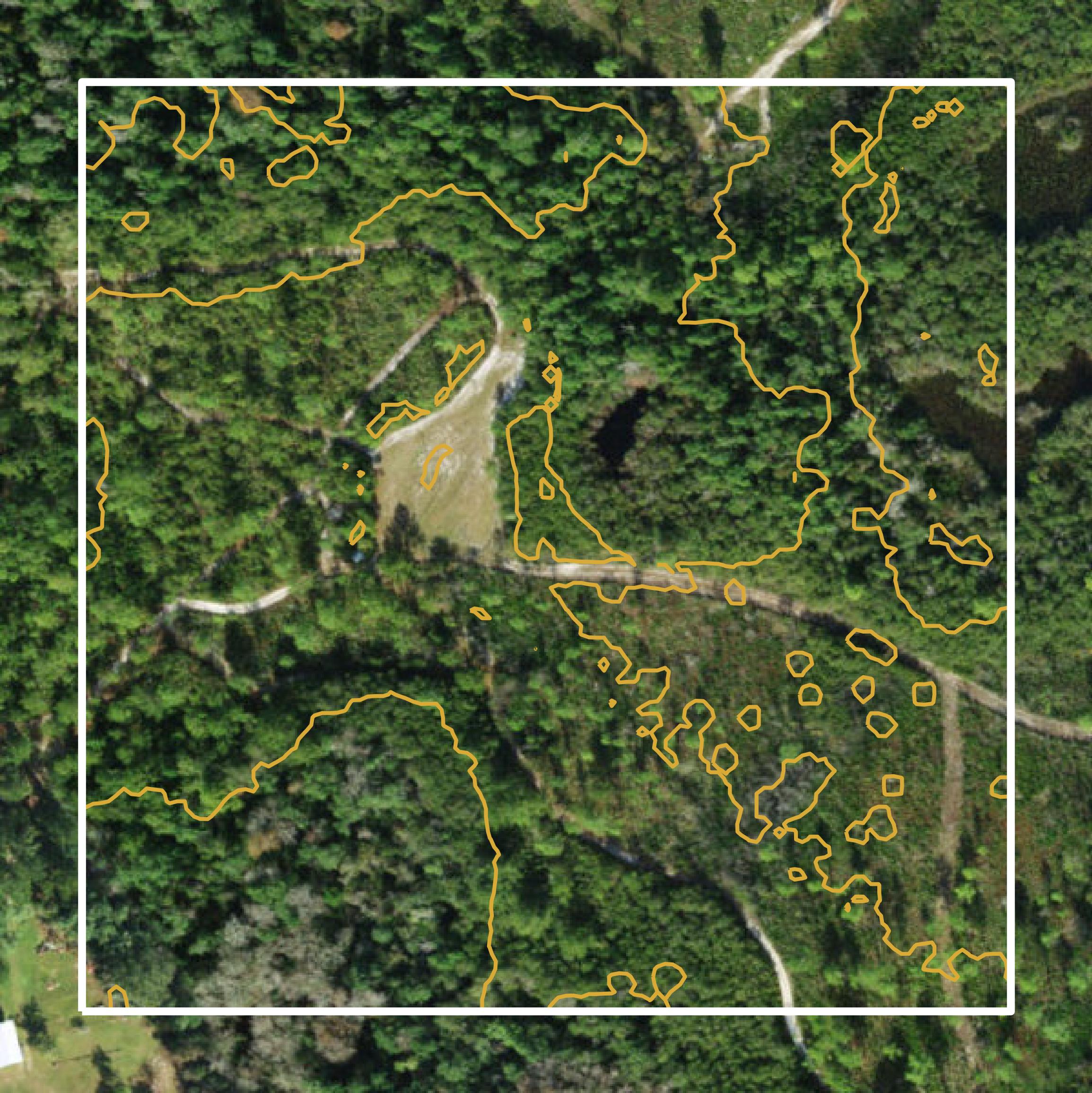 This image shows a contour map in Wakulla County created using GIS data in Equator.