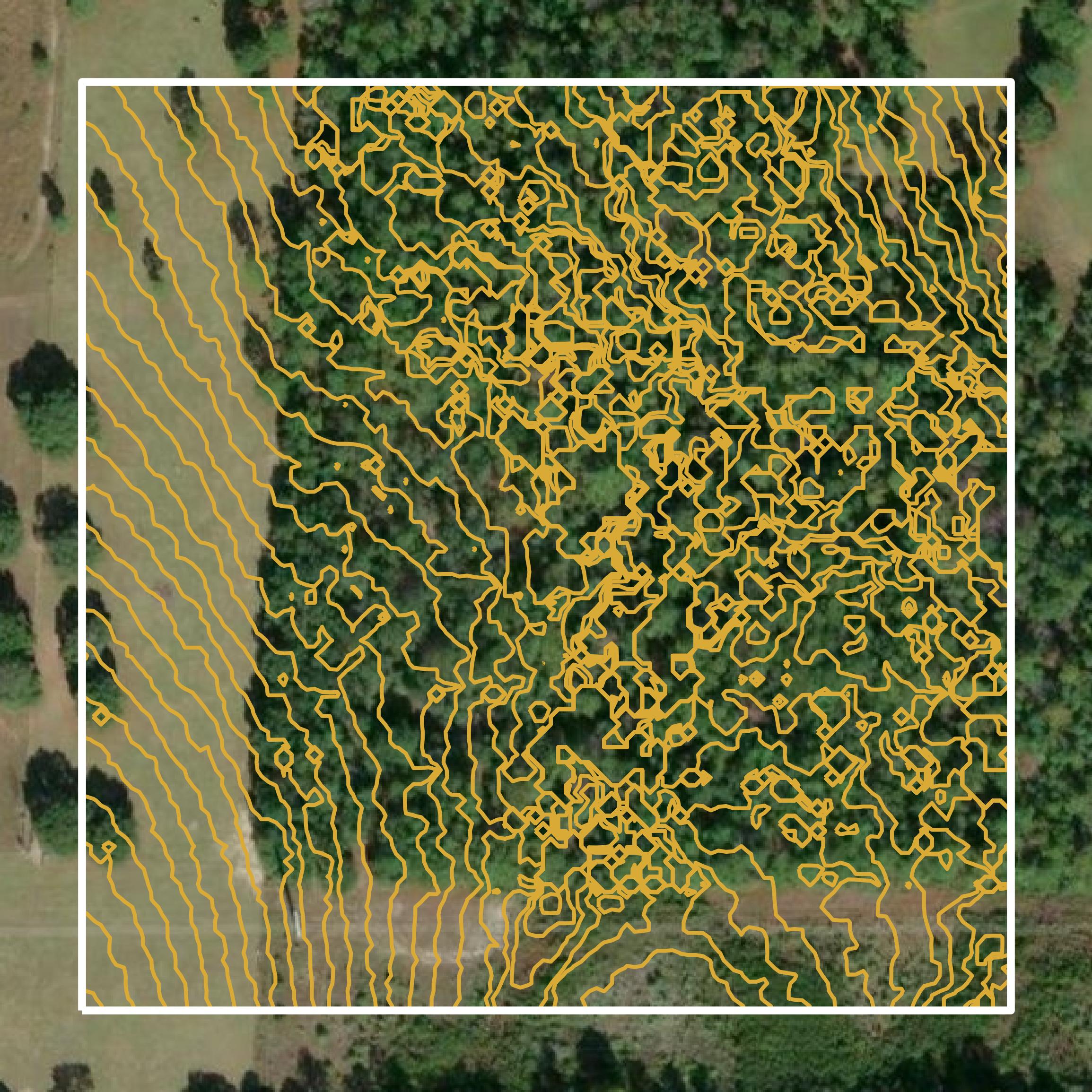 This image shows a contour map in Walton County created using GIS data in Equator.
