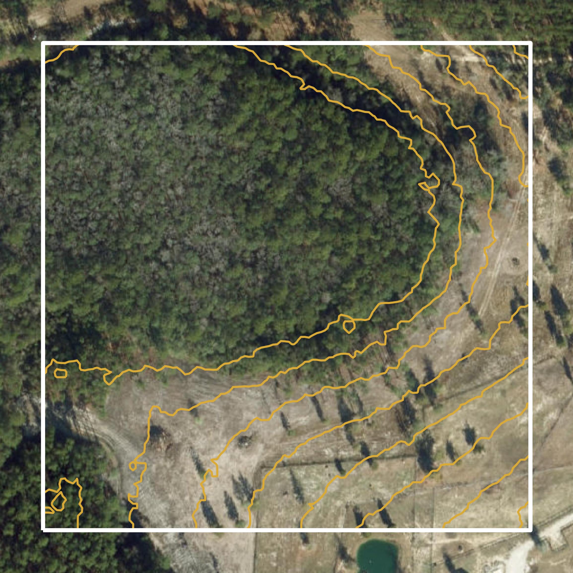 This image shows a contour map in Washington County created using GIS data in Equator.