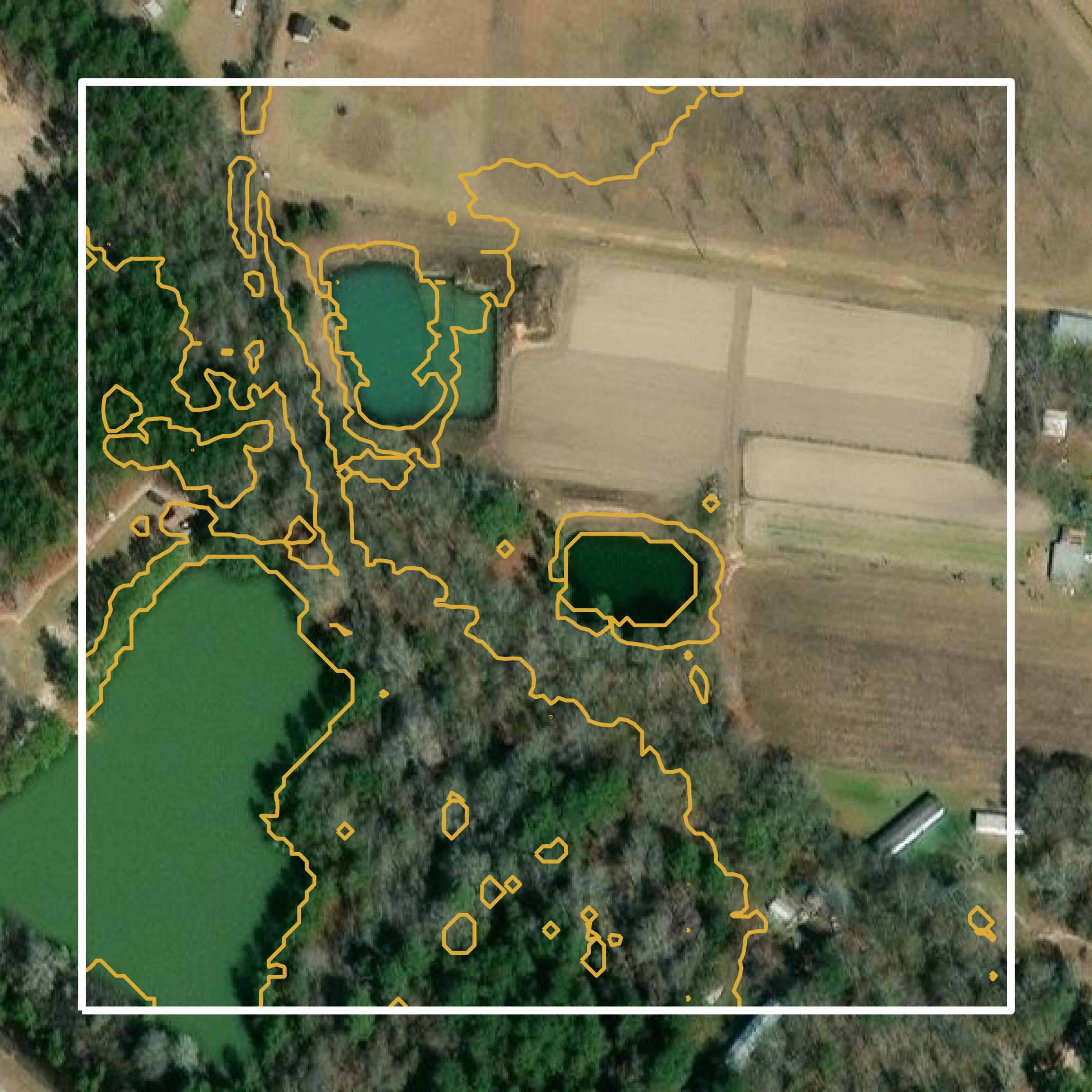 This image shows a contour map in Appling County created using GIS data in Equator.