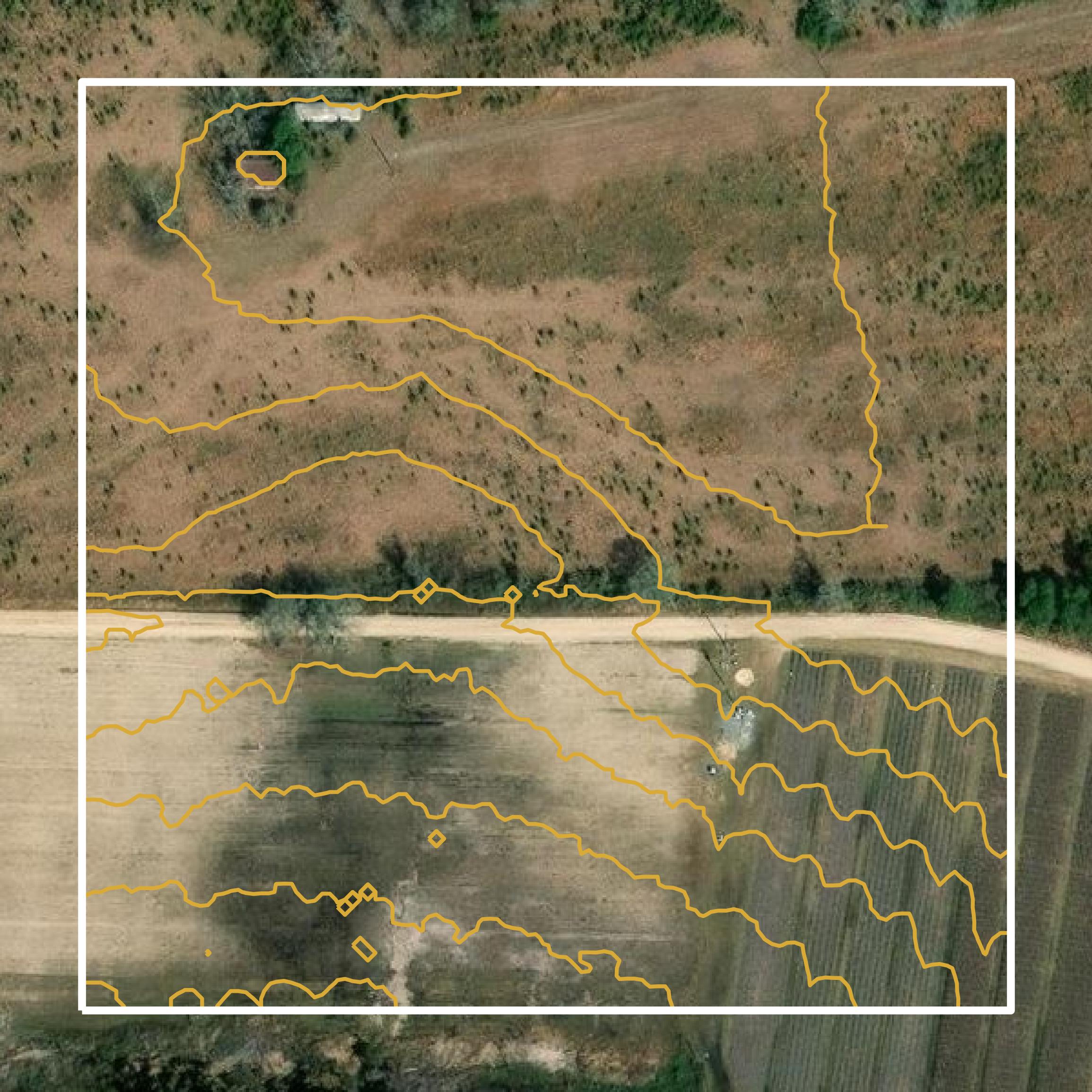 This image shows a contour map in Bacon County created using GIS data in Equator.