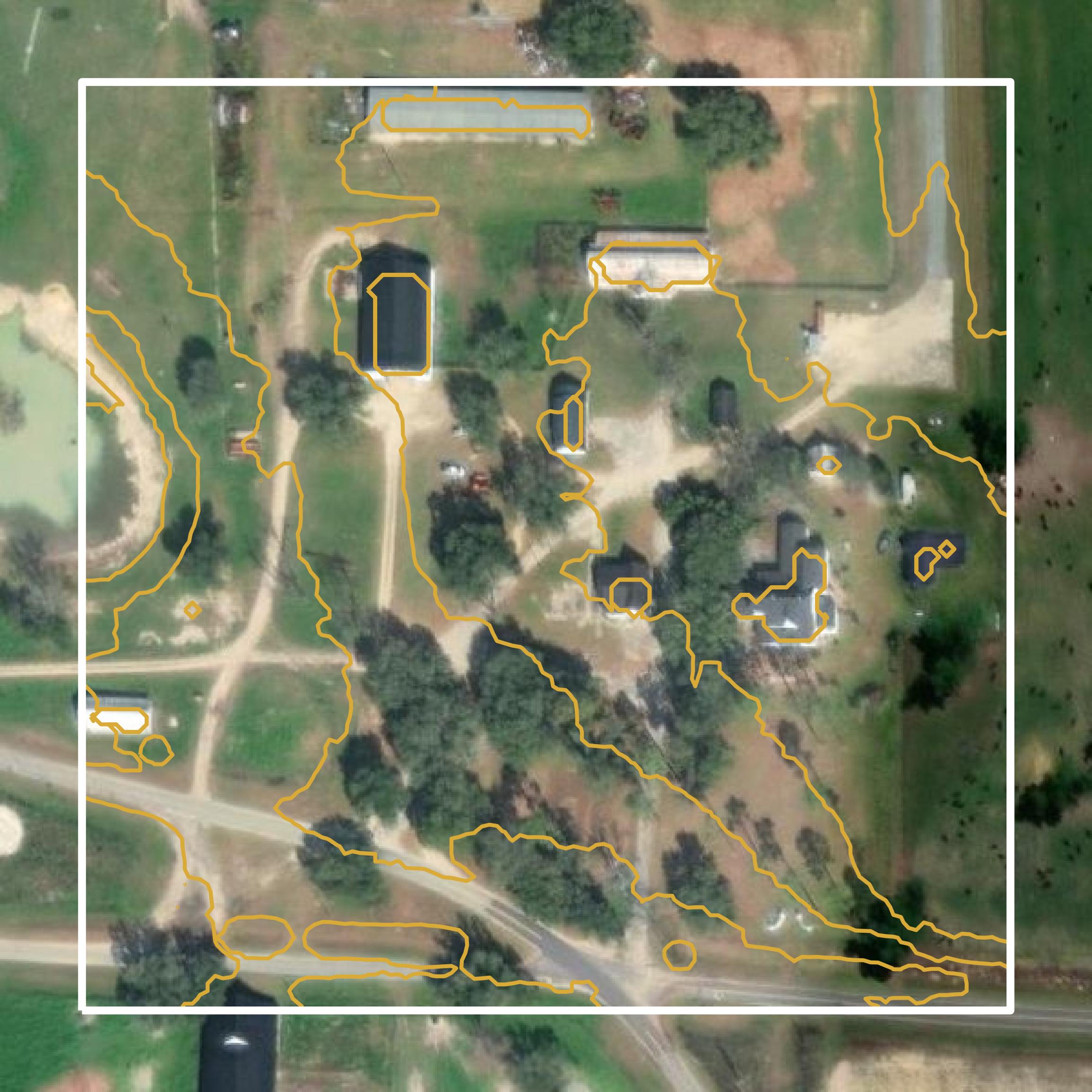 This image shows a contour map in Baker County created using GIS data in Equator.