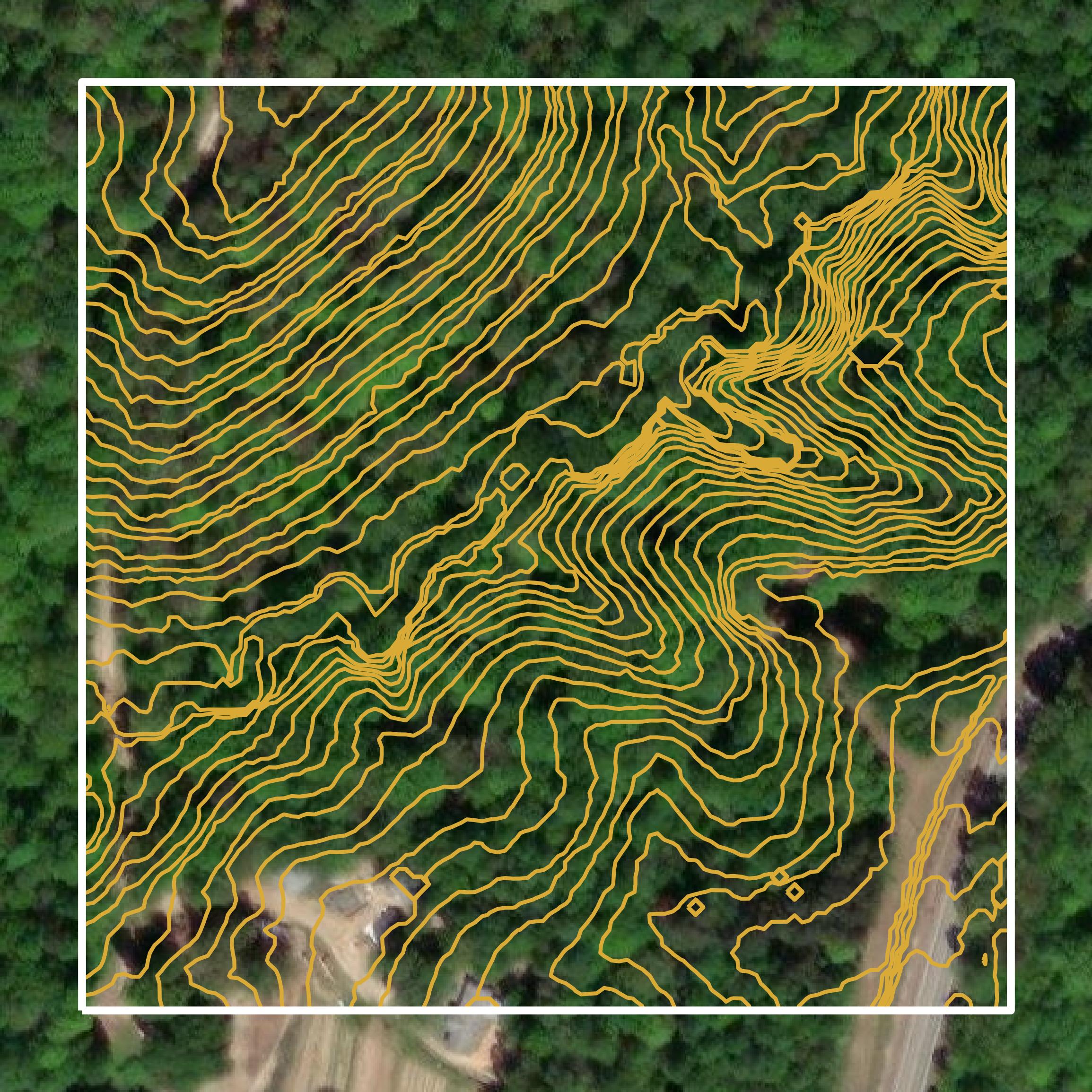 This image shows a contour map in Banks County created using GIS data in Equator.