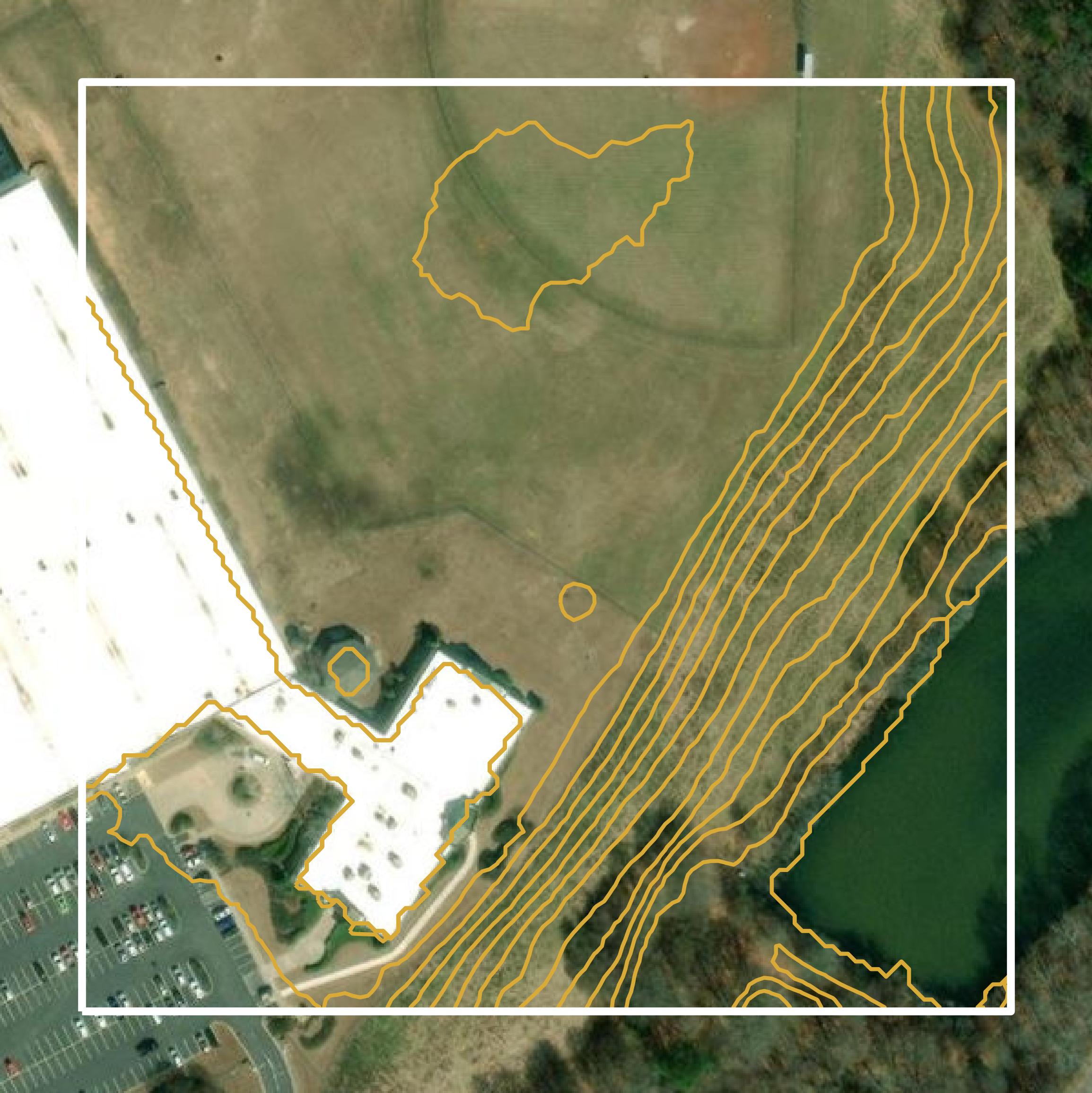 This image shows a contour map in Barrow County created using GIS data in Equator.