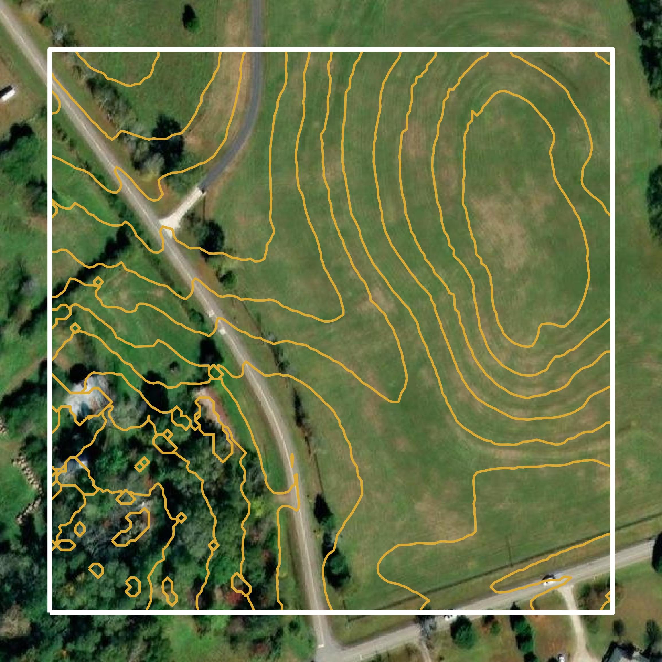 This image shows a contour map in Barrow County created using GIS data in Equator.