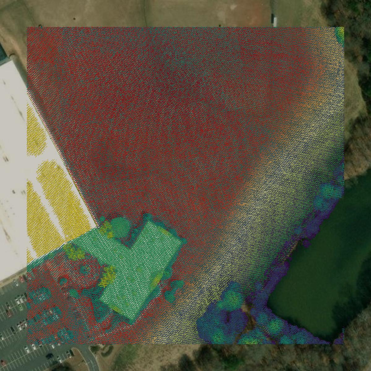 This image shows a LiDAR point cloud in Barrow County created using GIS data in Equator.
