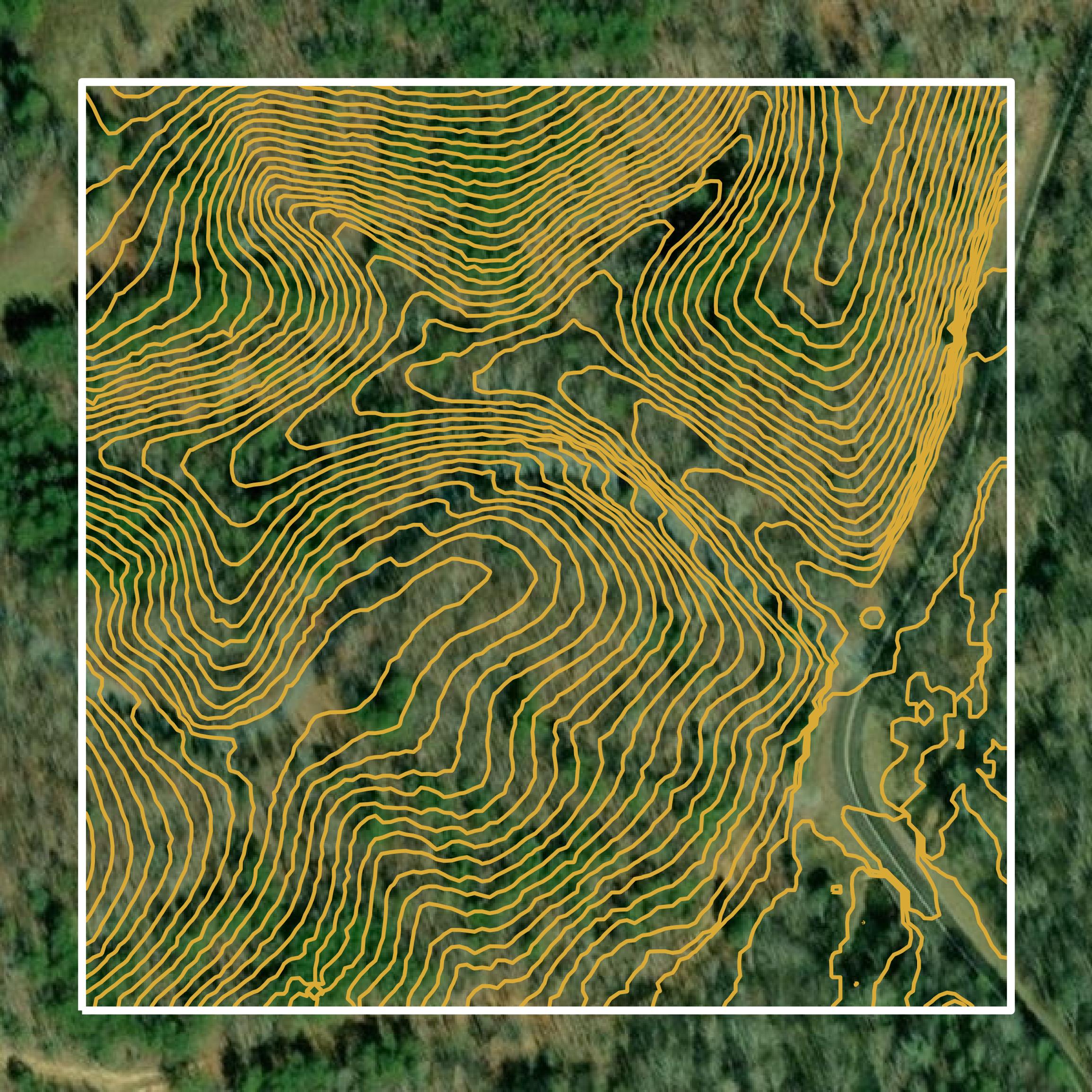 This image shows a contour map in Bartow County created using GIS data in Equator.