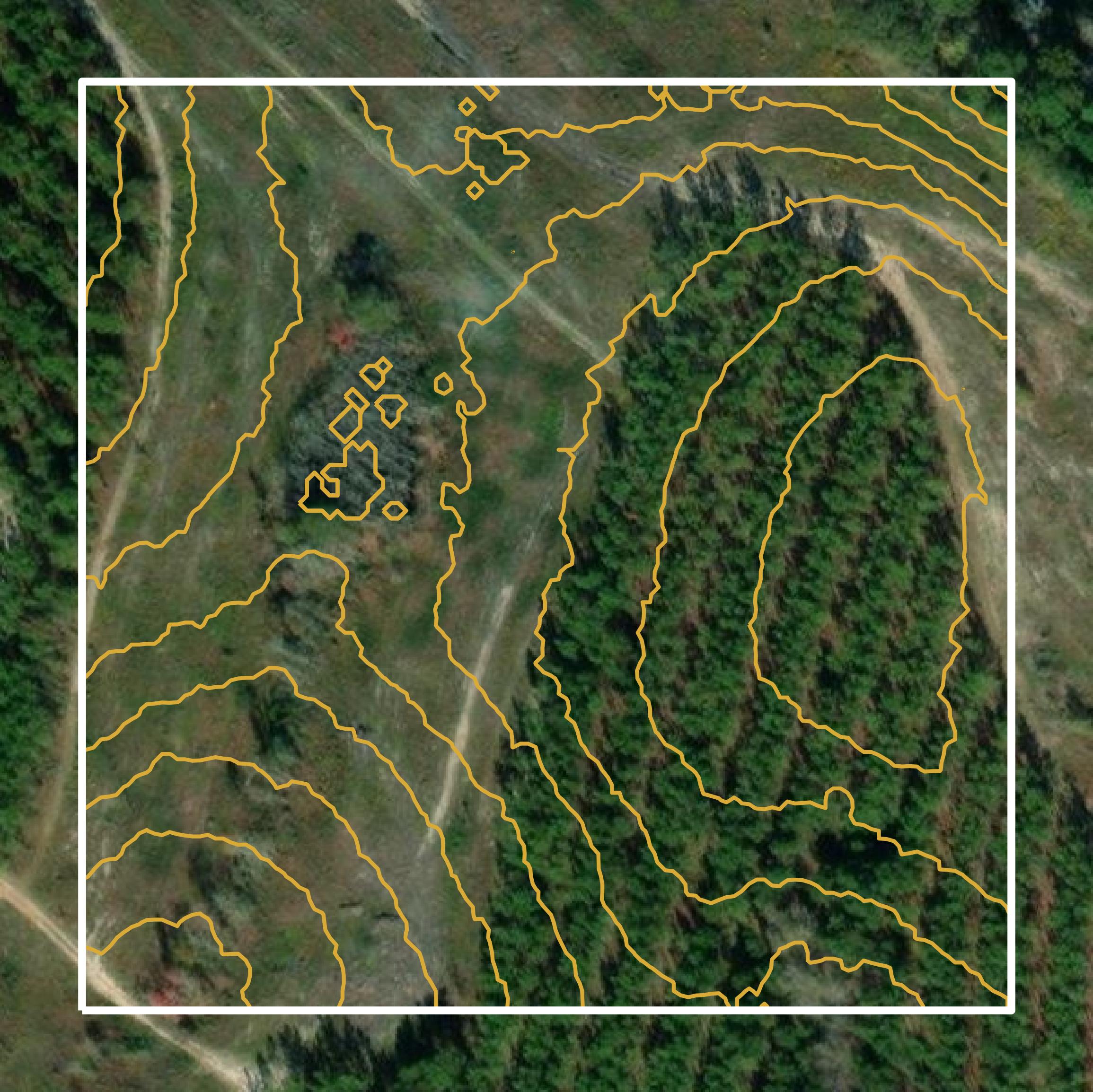 This image shows a contour map in Ben Hill County created using GIS data in Equator.