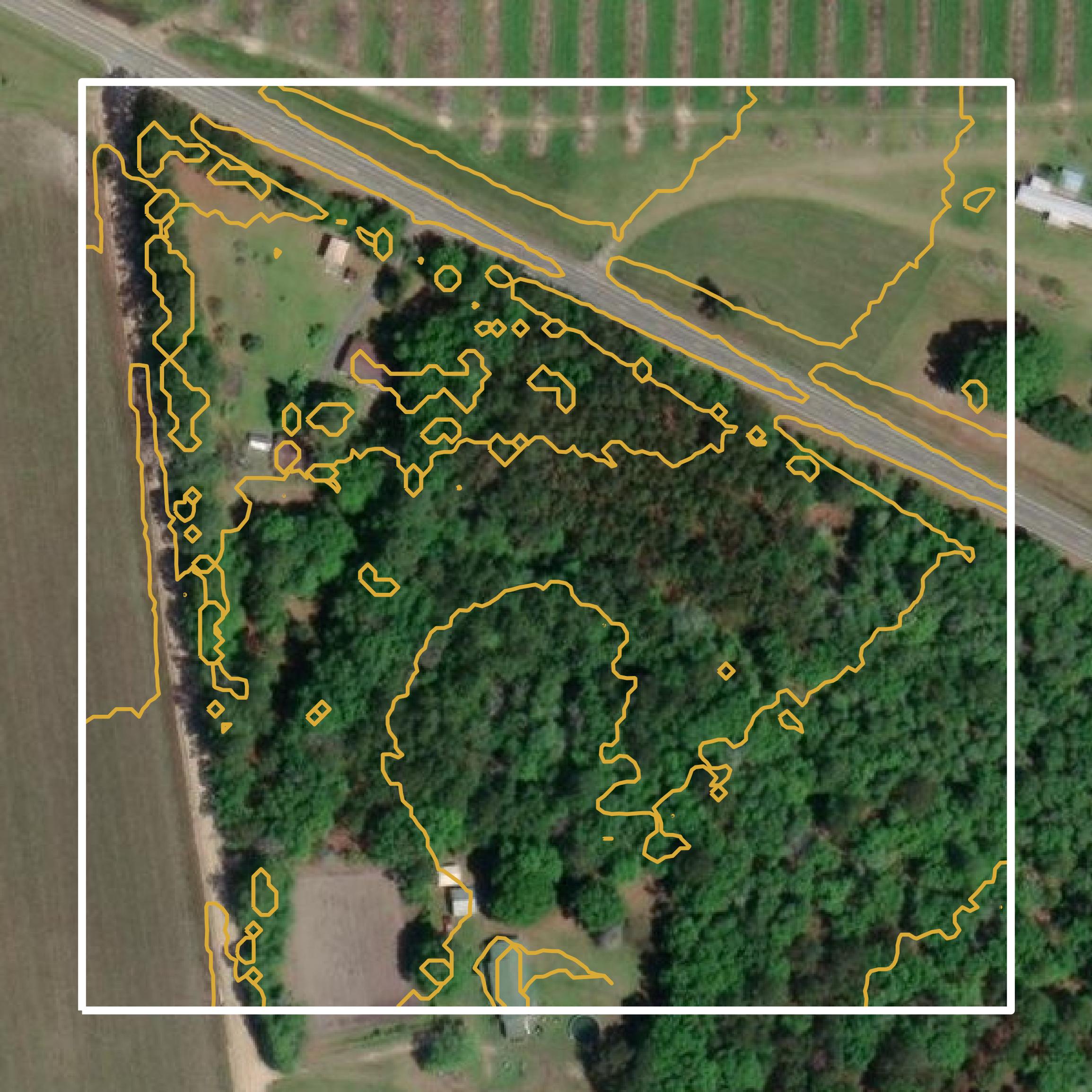 This image shows a contour map in Berrien County created using GIS data in Equator.