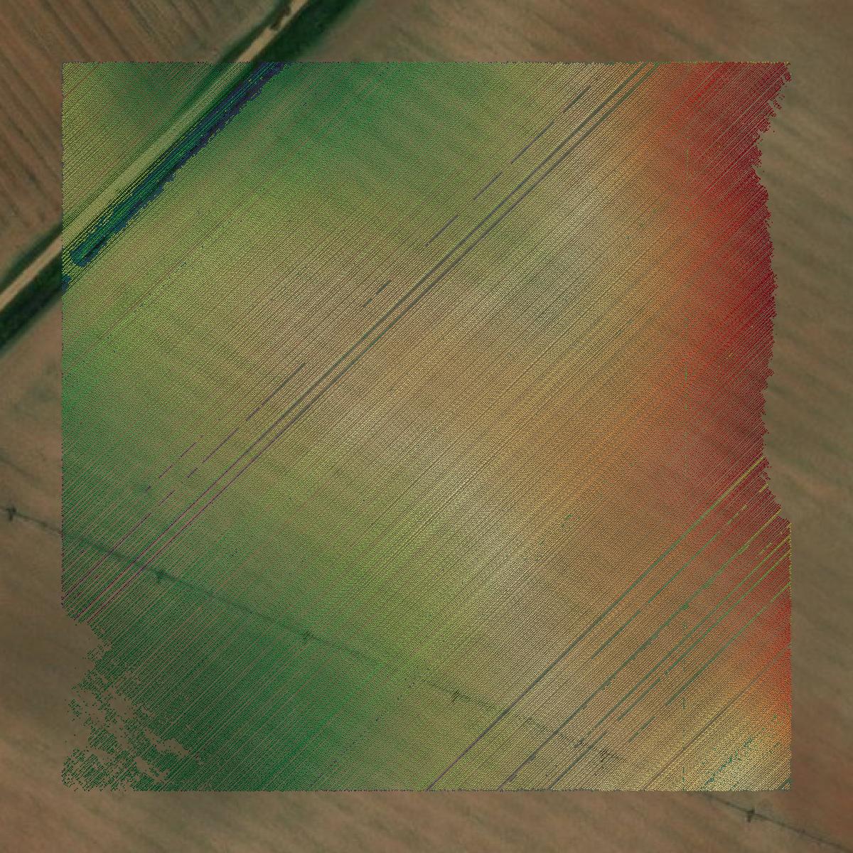 This image shows a LiDAR point cloud in Bleckley County created using GIS data in Equator.