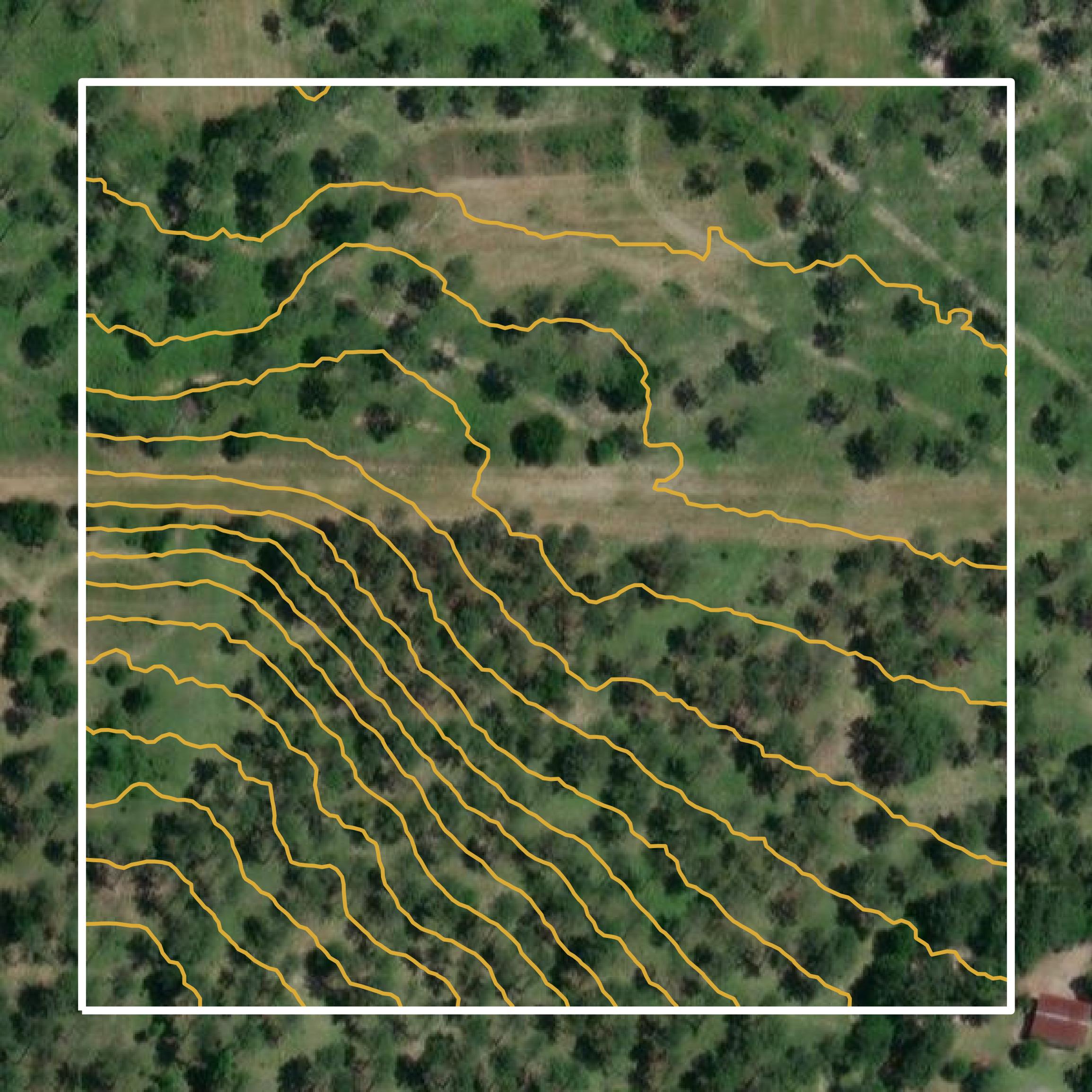 This image shows a contour map in Brooks County created using GIS data in Equator.