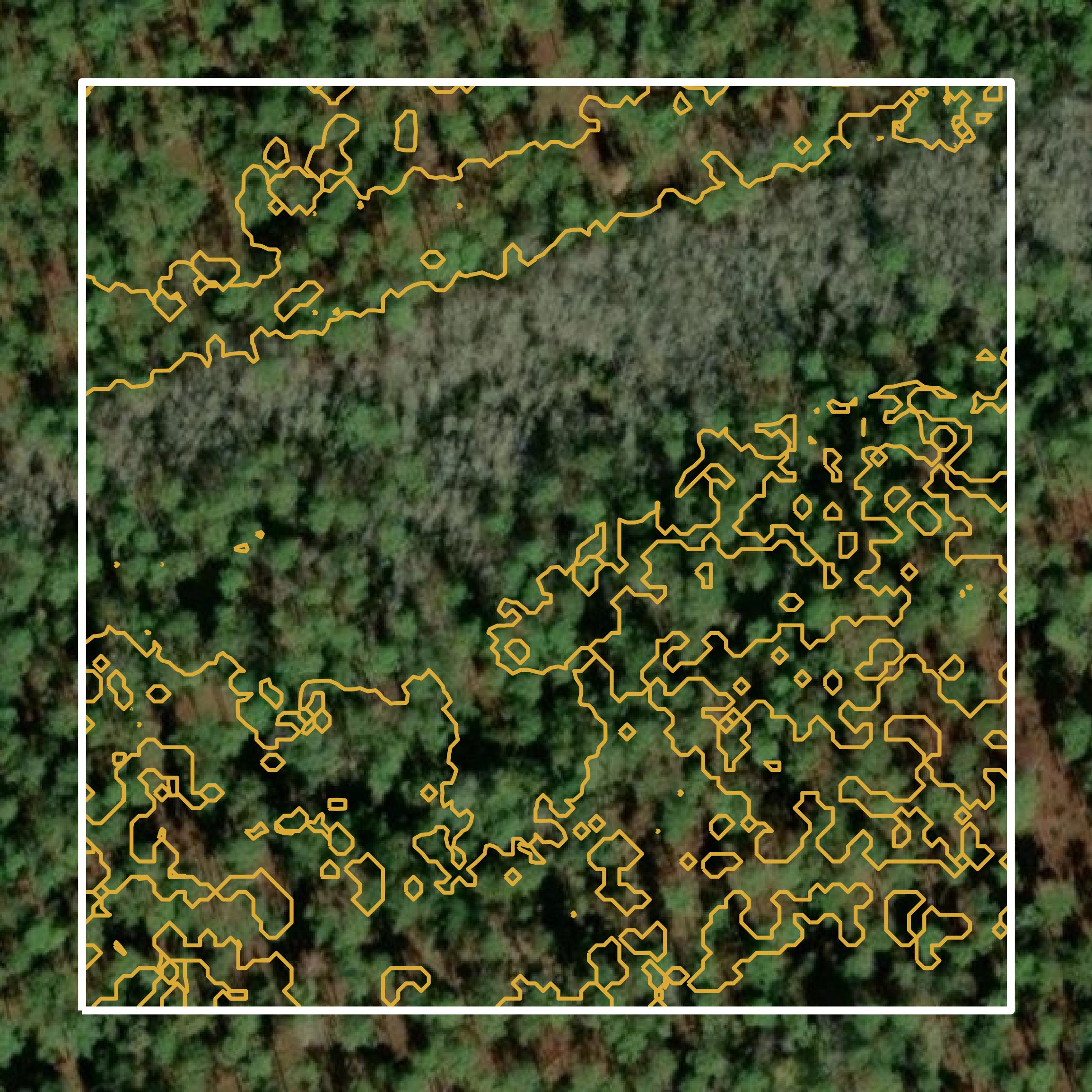 This image shows a contour map in Bryan County created using GIS data in Equator.