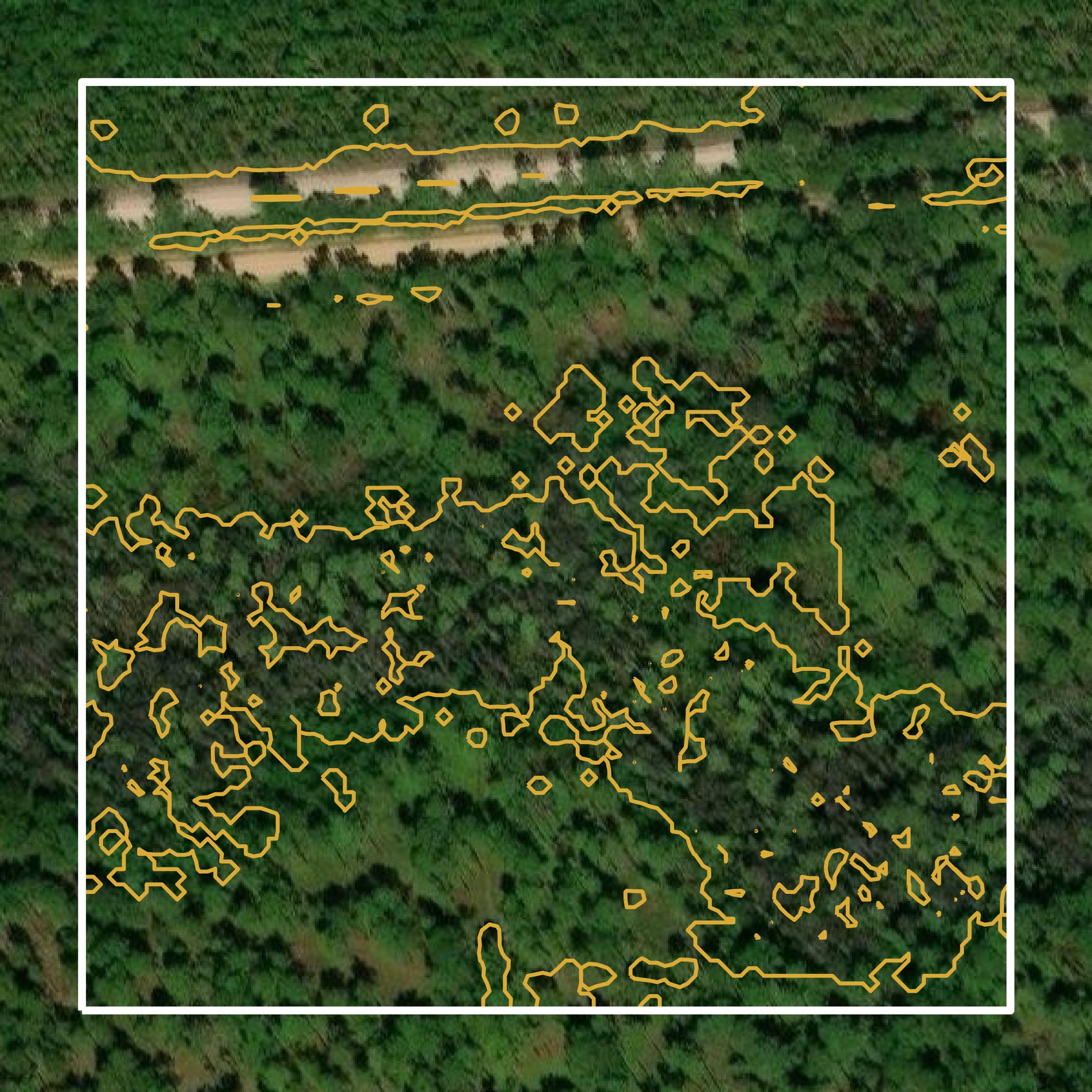 This image shows a contour map in Bryan County created using GIS data in Equator.