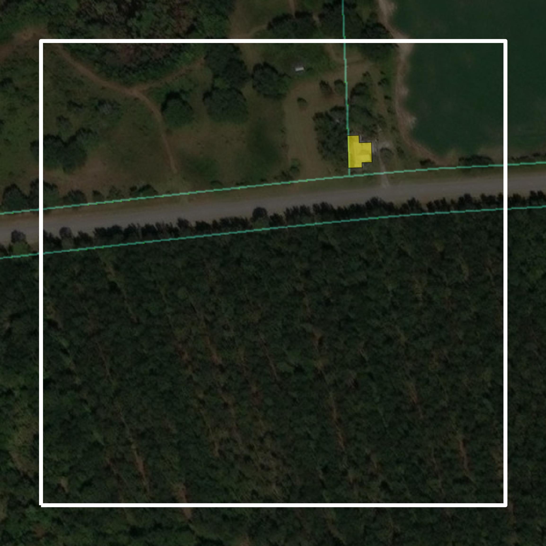 This image shows parcel and building data in Bryan County created using GIS data in Equator.