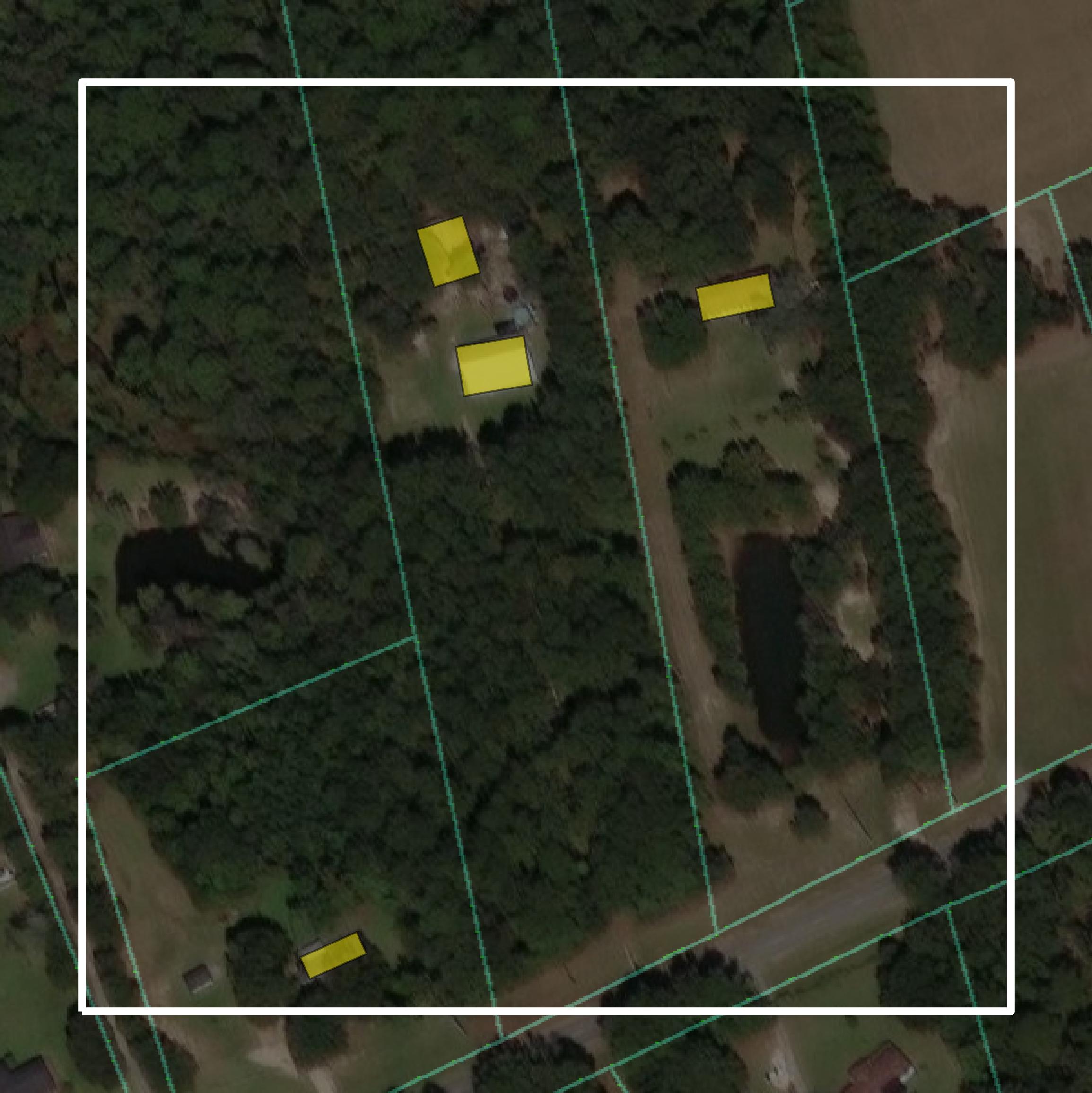 This image shows parcel and building data in Bryan County created using GIS data in Equator.