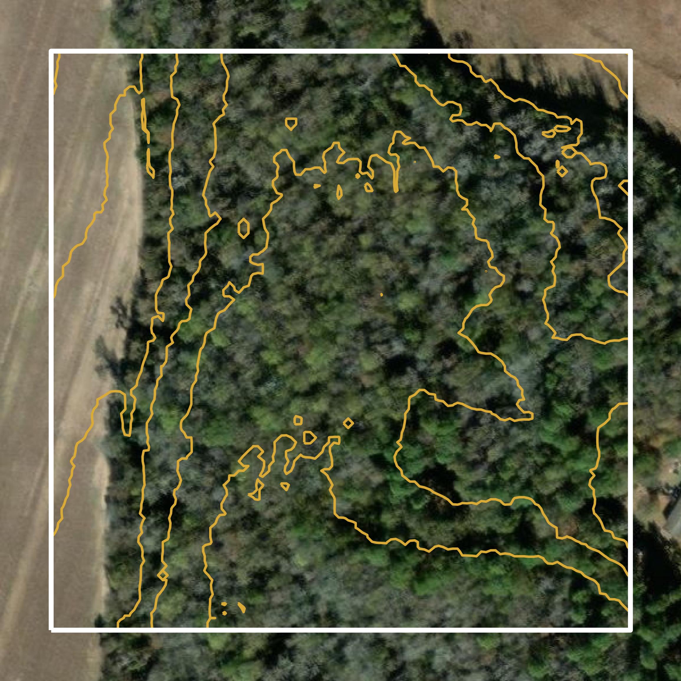 This image shows a contour map in Bulloch County created using GIS data in Equator.