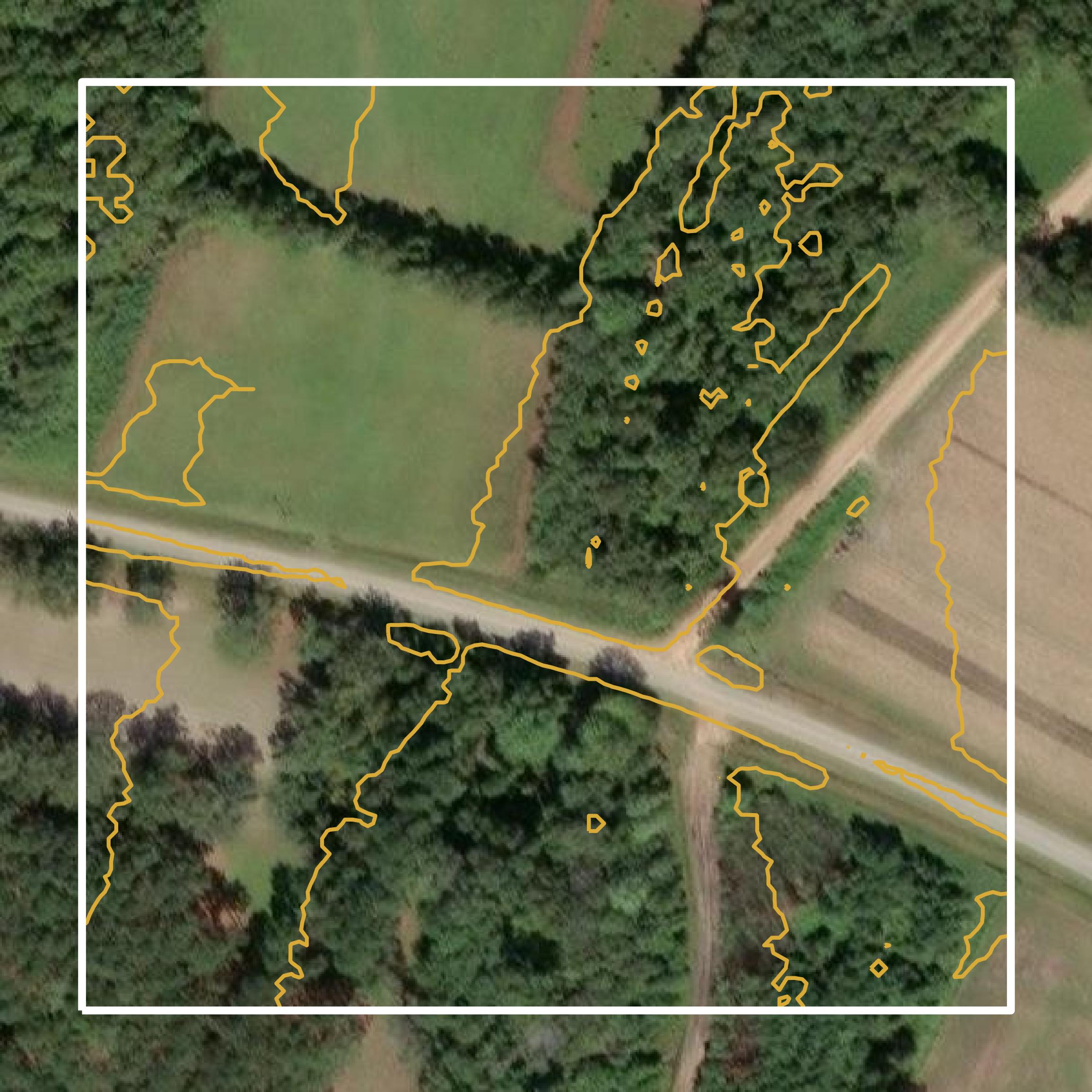 This image shows a contour map in Bulloch County created using GIS data in Equator.