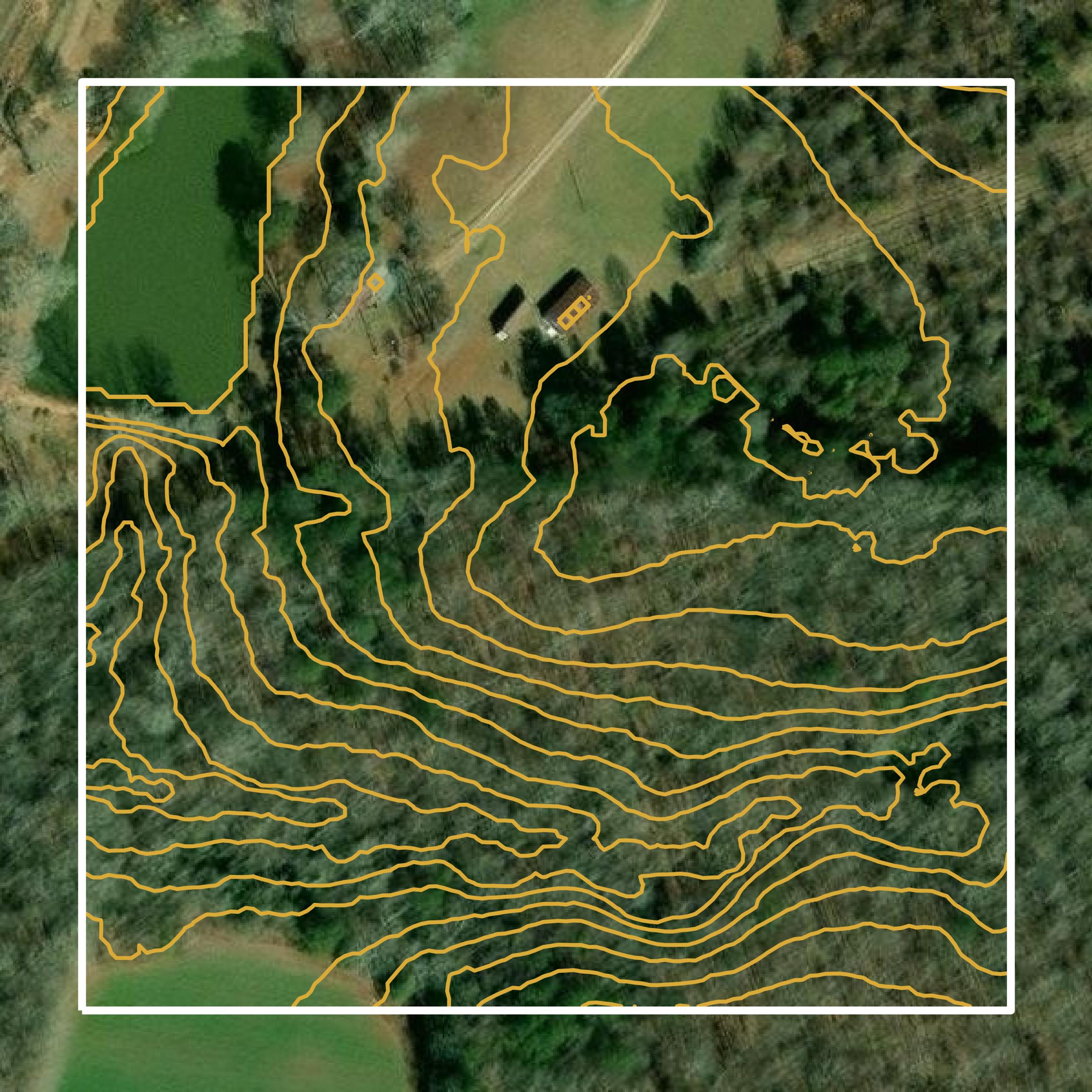 This image shows a contour map in Butts County created using GIS data in Equator.