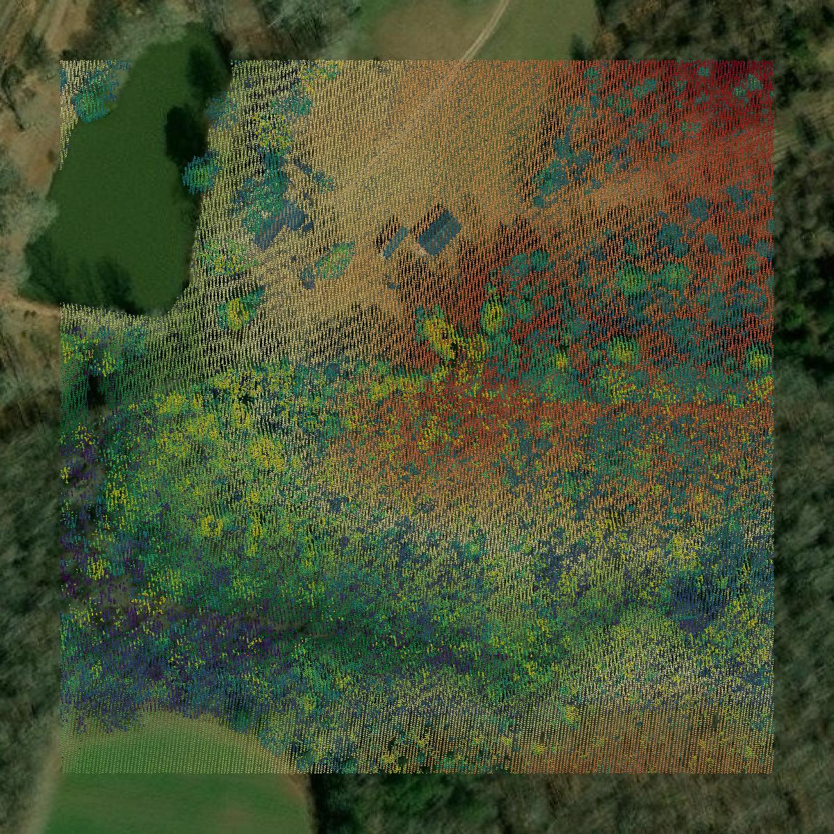 This image shows a LiDAR point cloud in Butts County created using GIS data in Equator.